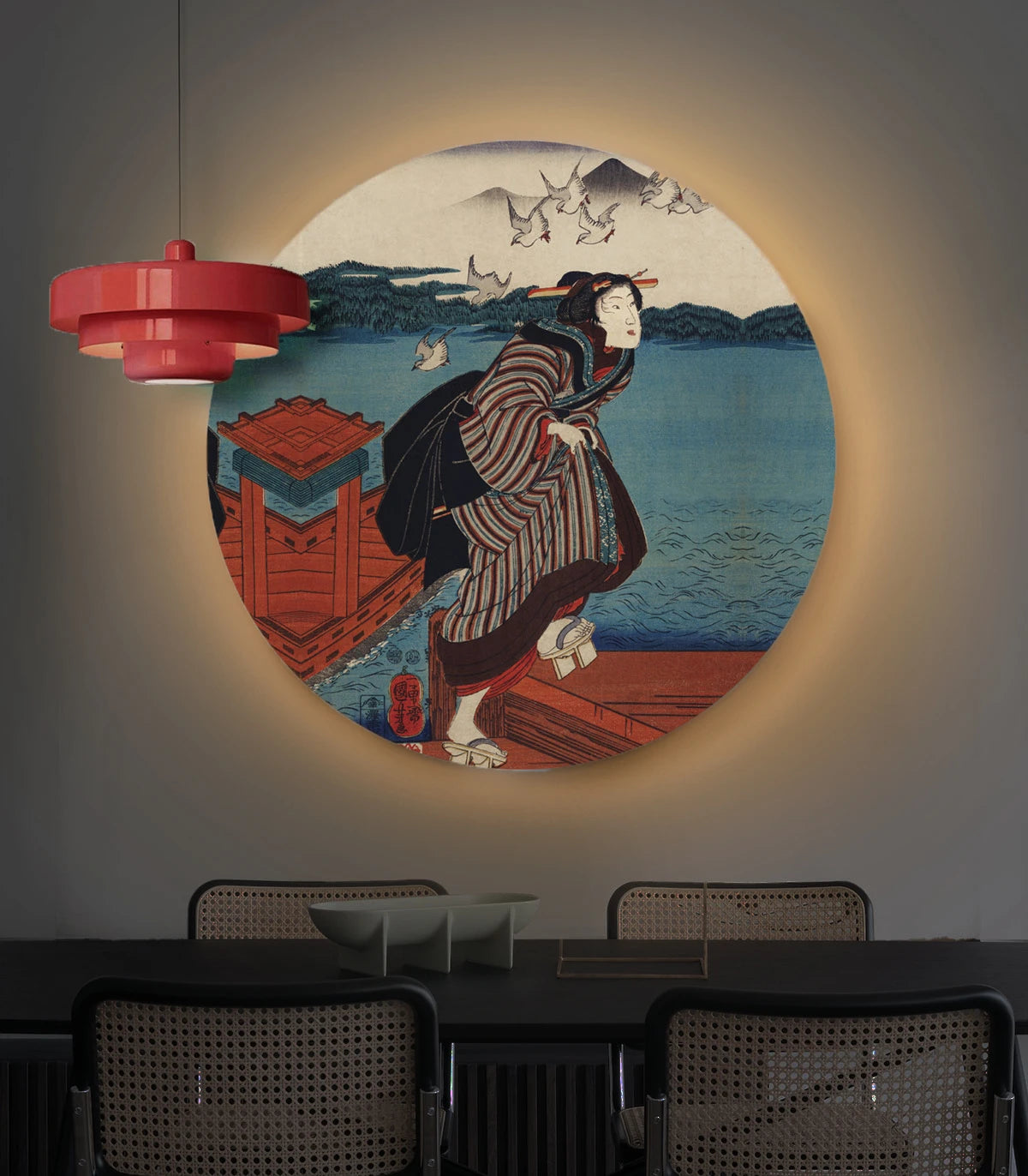 Wandleuchte DOTS LIGHTING - DER ROTE ABFLUG blau mit beige