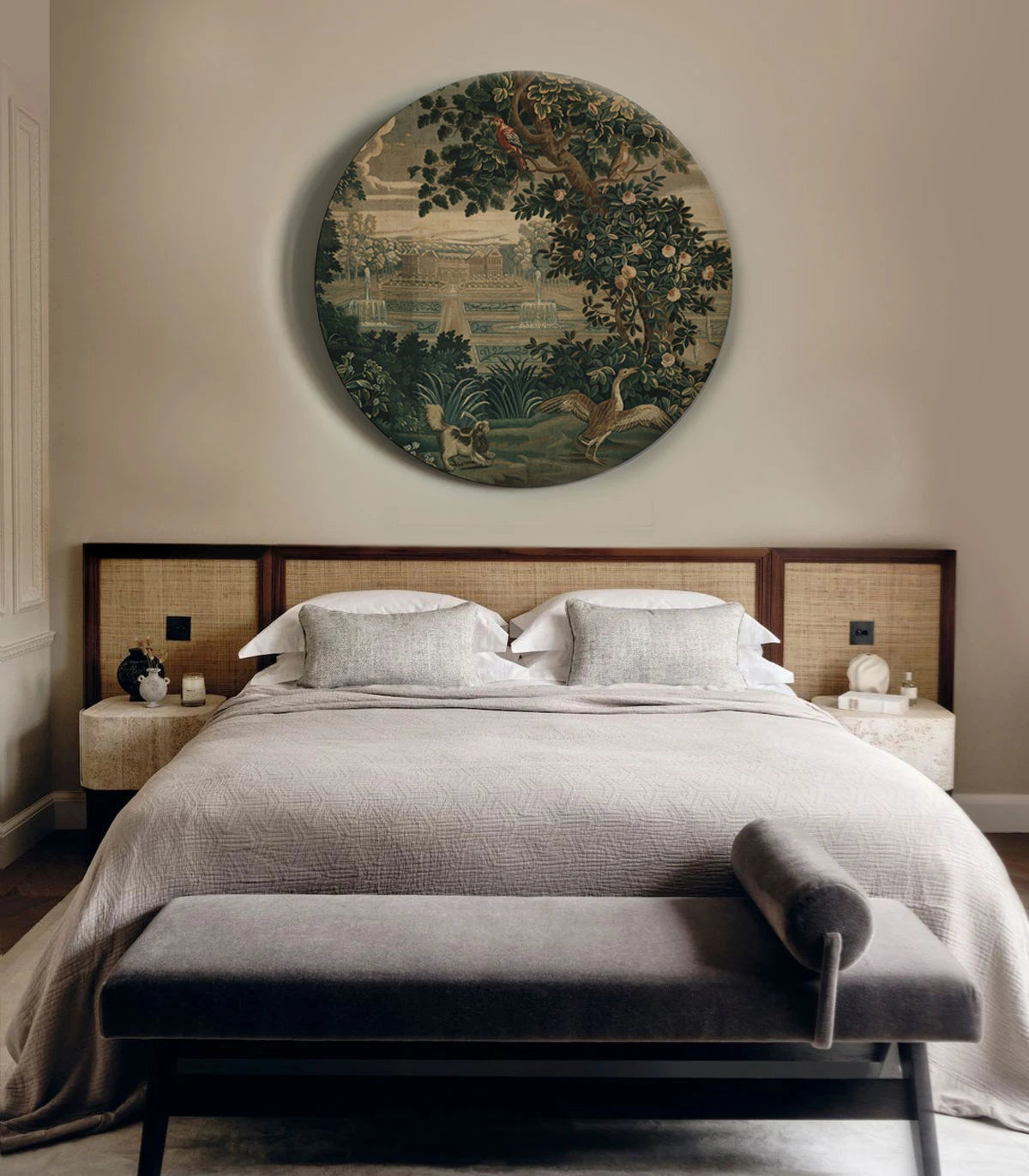 Muurschildering in de vorm van een cirkel DOTS - VINTAGE TUIN ARRAS groen