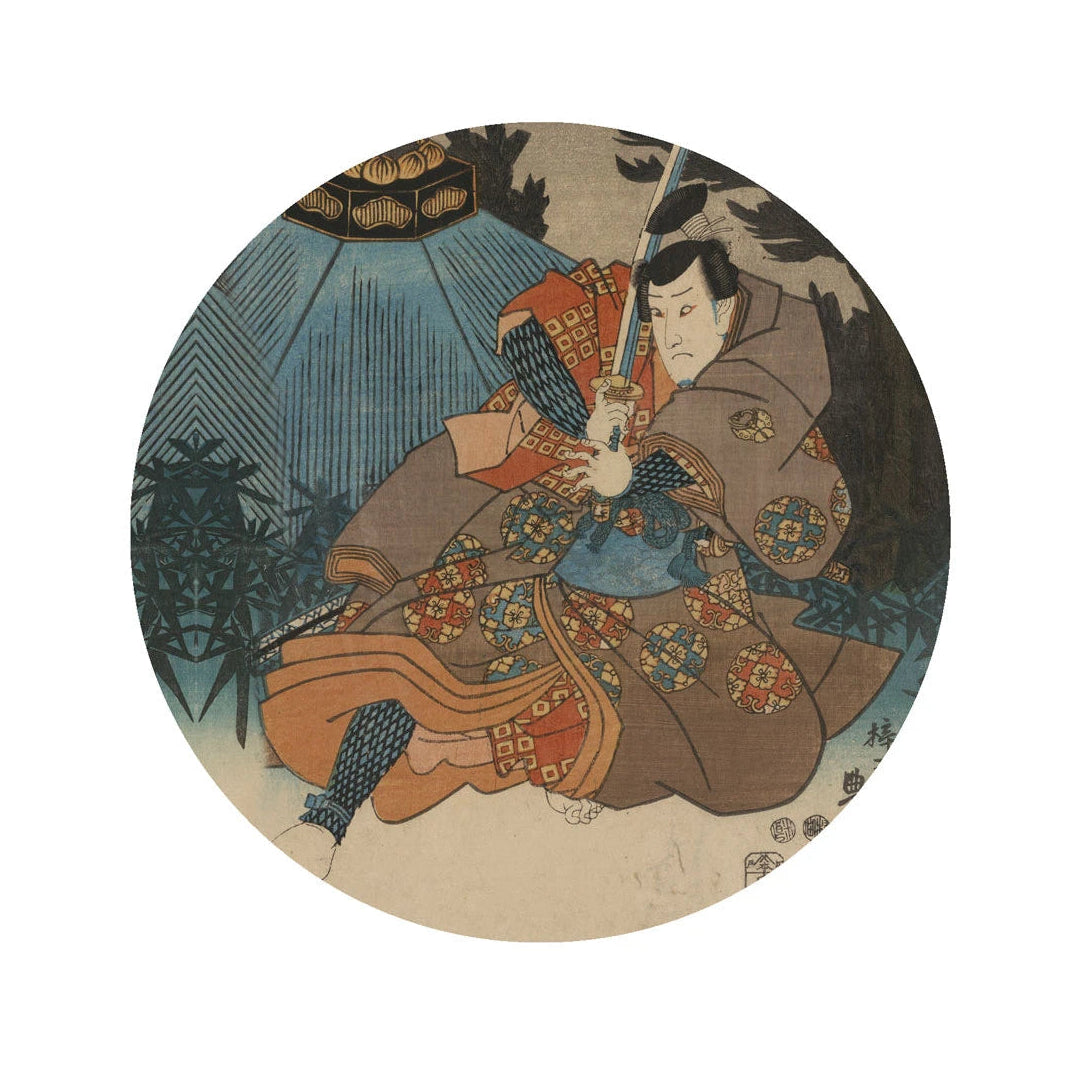 Muurschildering in de vorm van een cirkel DOTS - WARRIOR ETHOS bruin met beige