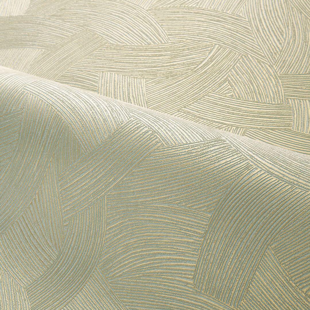 Metallic textured wallpaper with abstract pattern BERENICE - OPALINE/DORÉ gray-green with gold