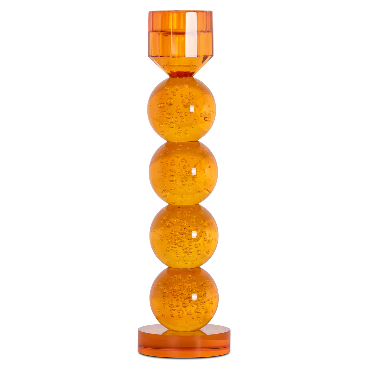 RAYLAN orange glass candle holder