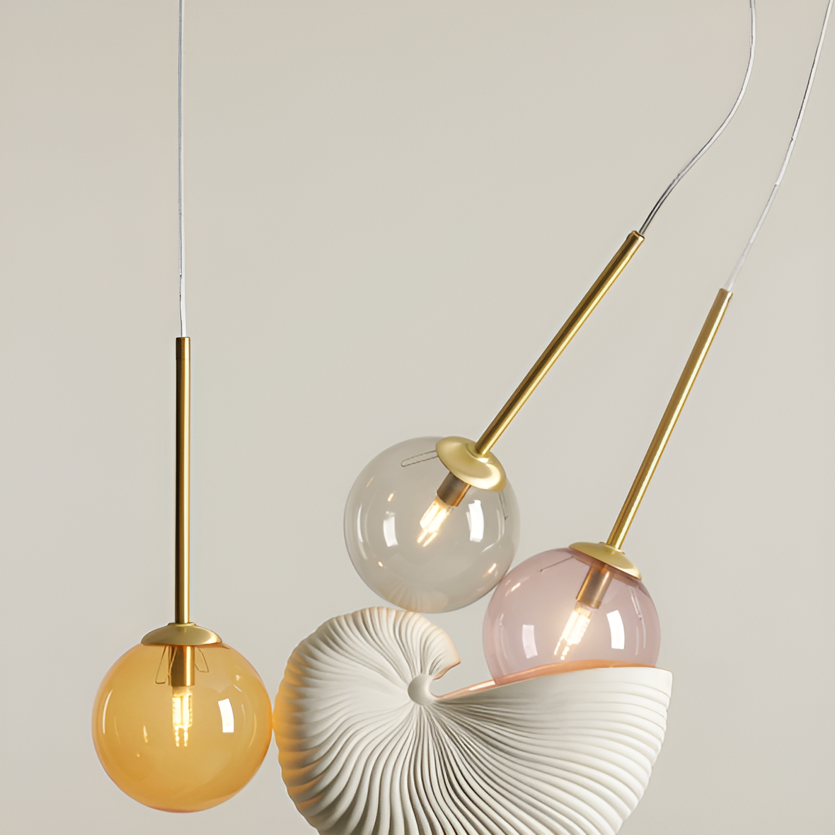 Hanglamp BOSSO TRIO kleurrijk glas