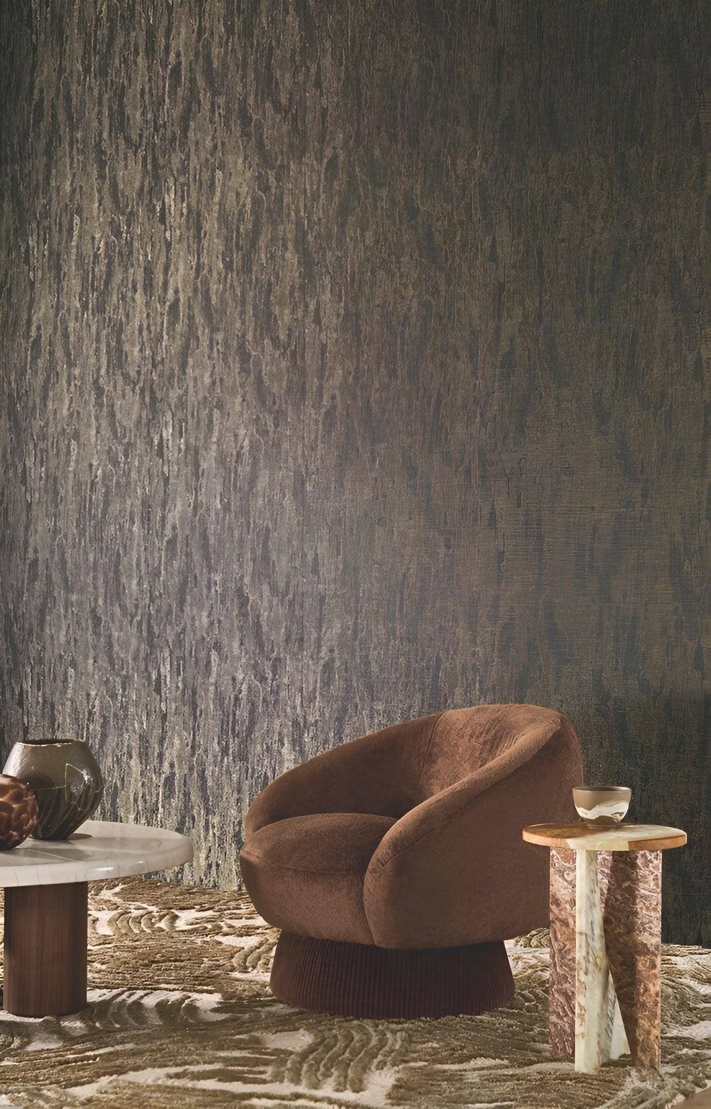 Textile wallpaper semi-smooth with gloss PALATINO - SABLE beige