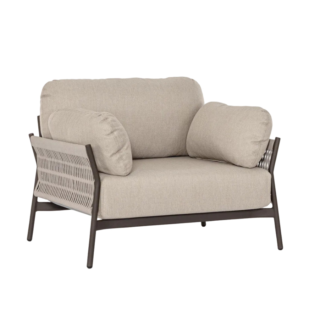 Buitenstoel PARDIS beige met een bruine basis