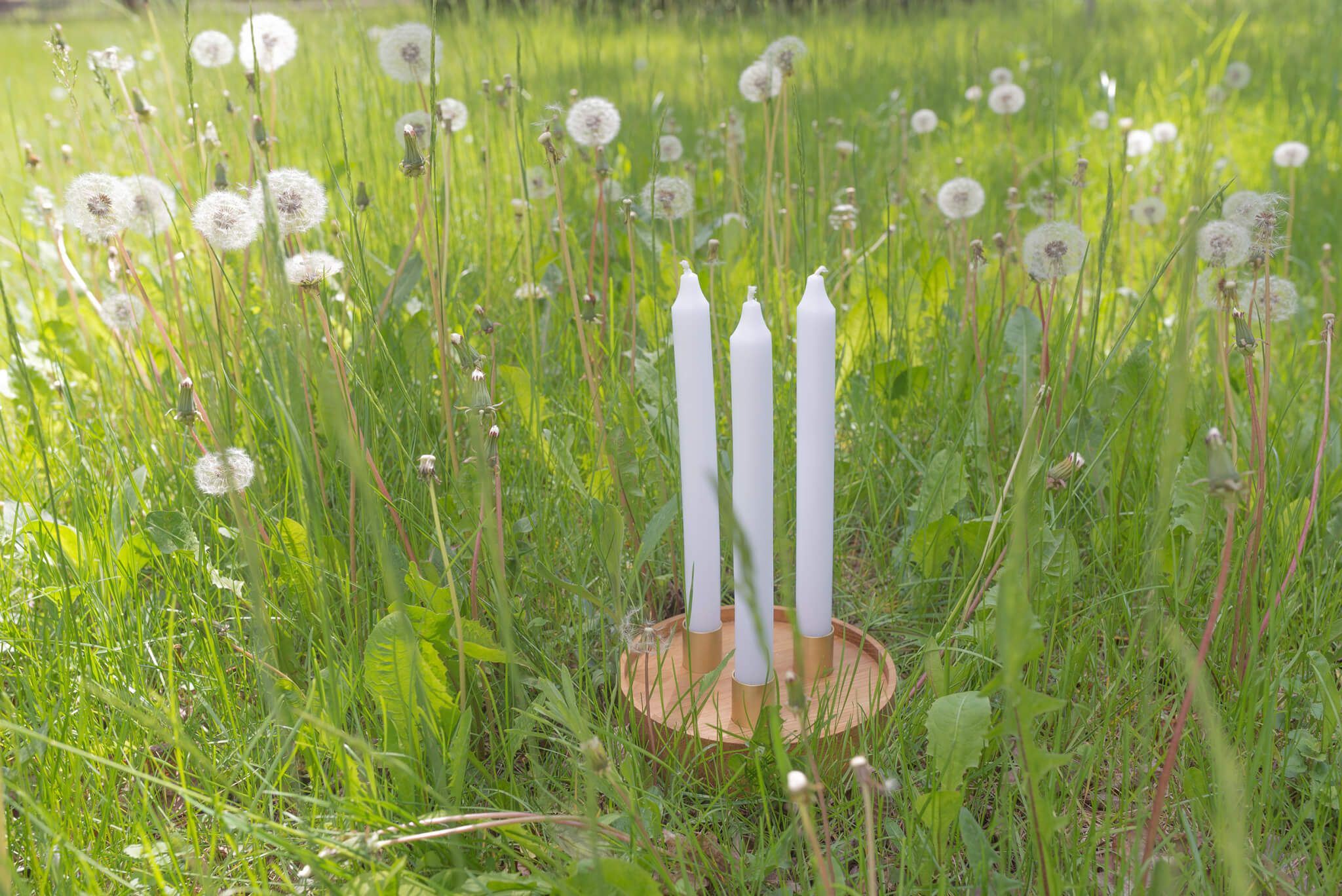 Kerzenhalter ENLIGHTENMENT 3 grün mit Messing