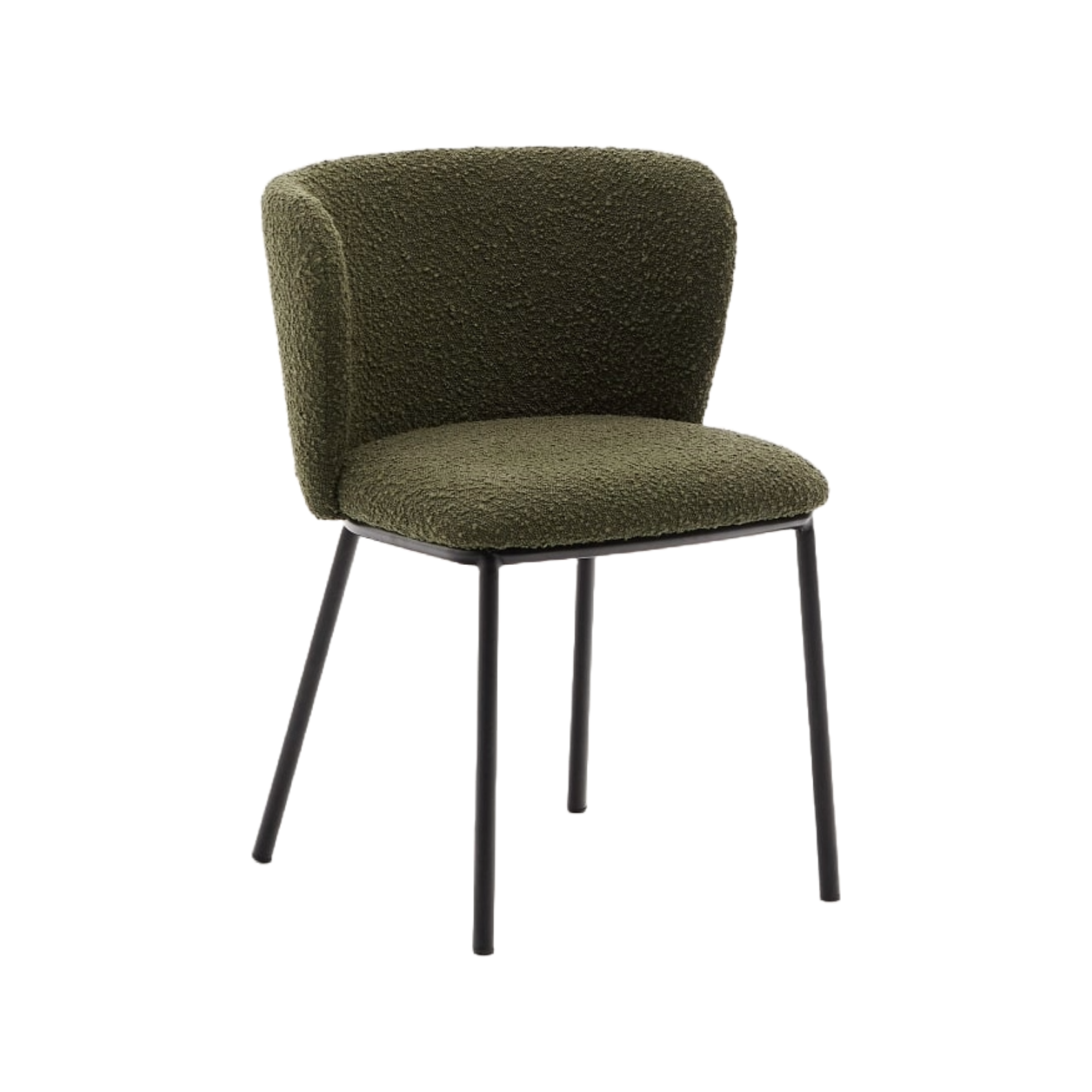 Krzesło w tkaninie boucle CISELIA oliwkowy – tkanina bouclé, Kave Home