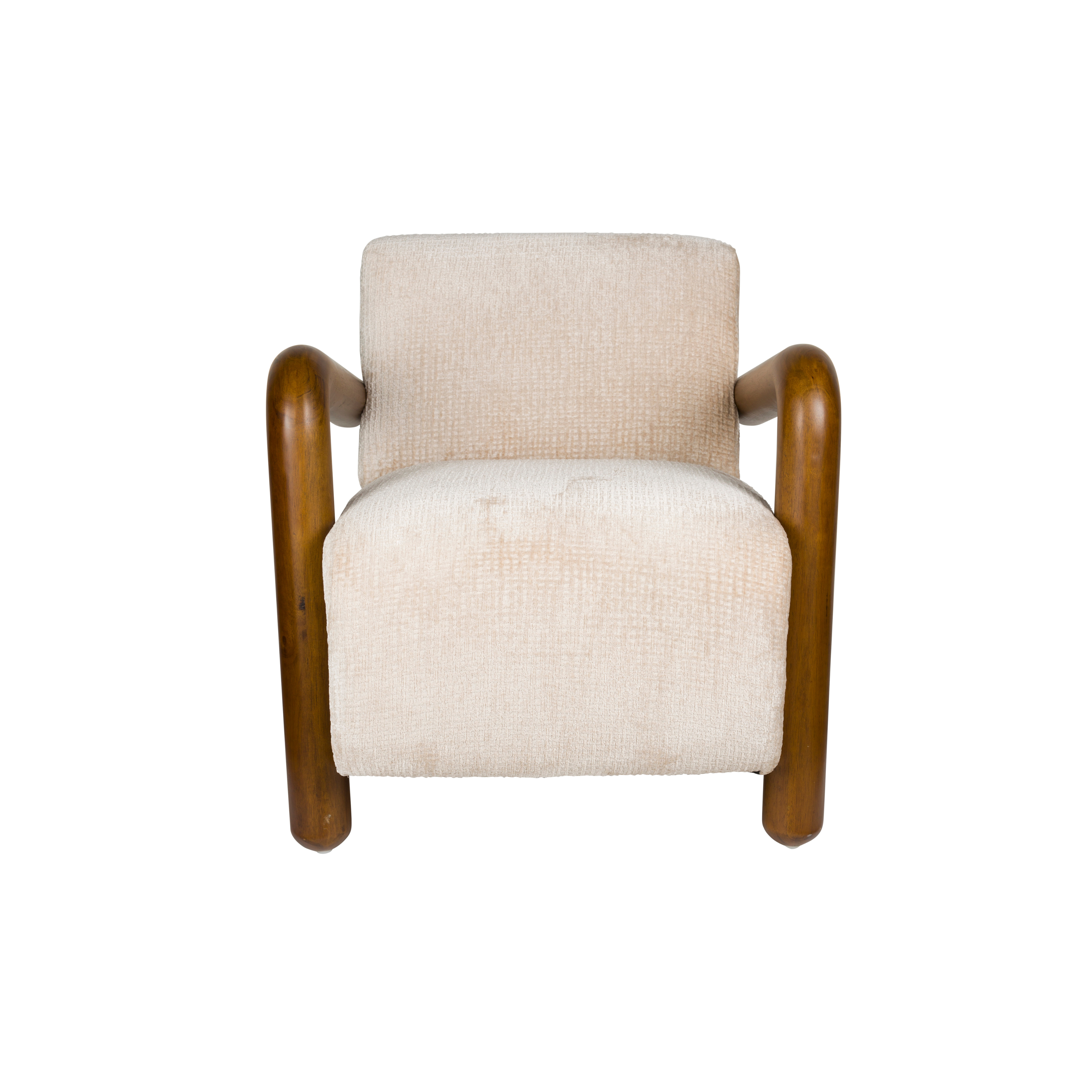 Beige fauteuil ROBINSON met houten basis