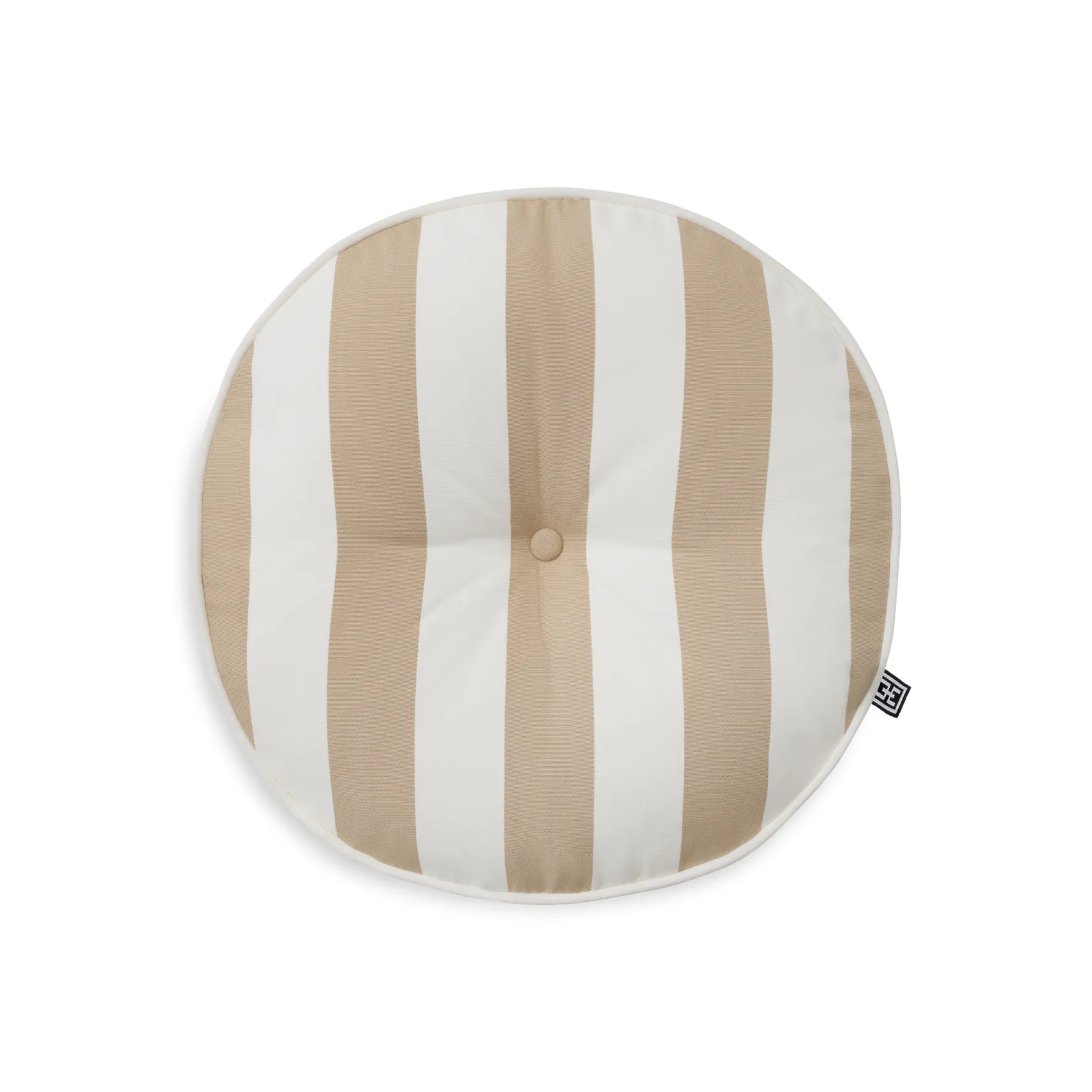 Runde Gartenpolster FLORENT beige mit Weiß