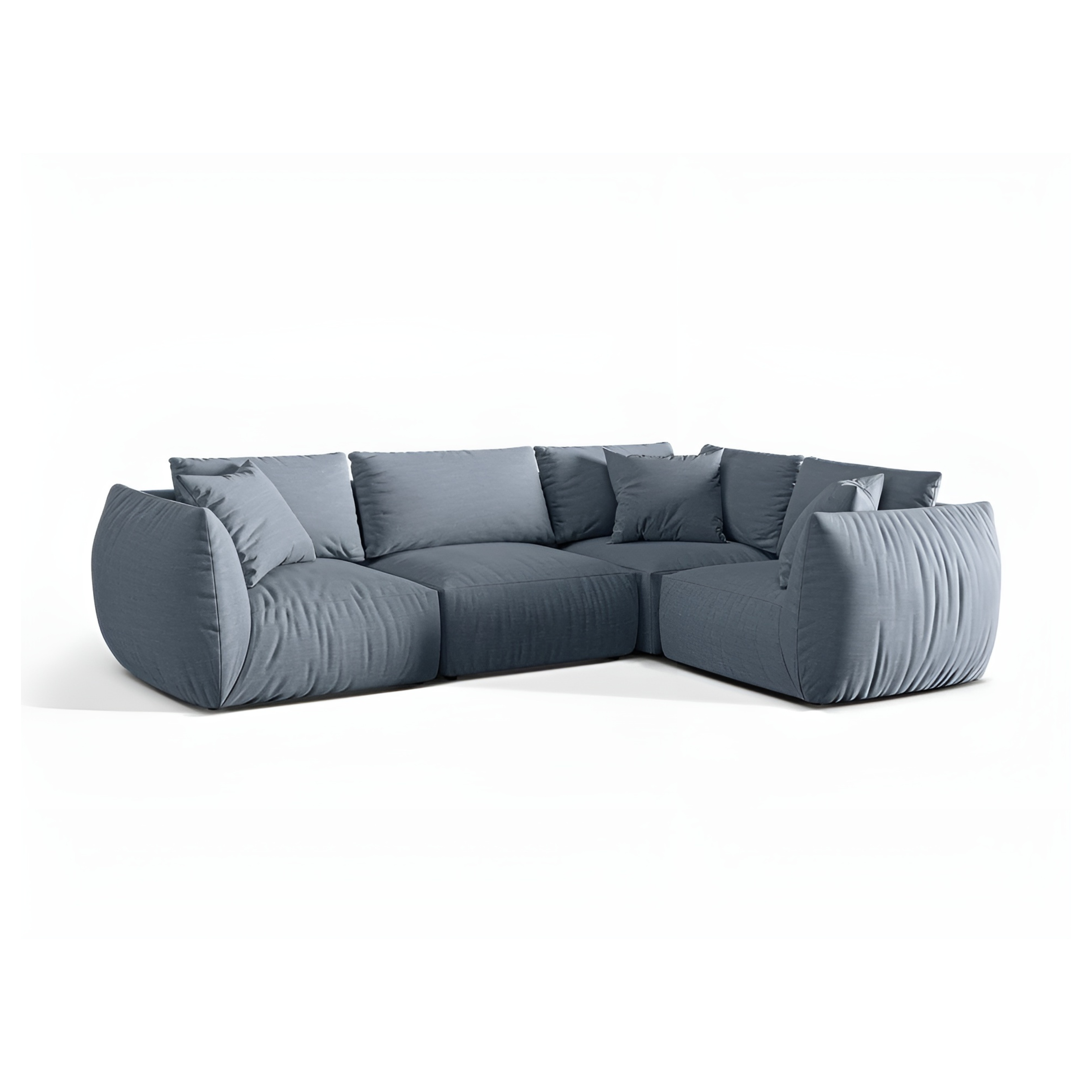 Right-facing 4-seater corner sofa CHRIS light blue chenille