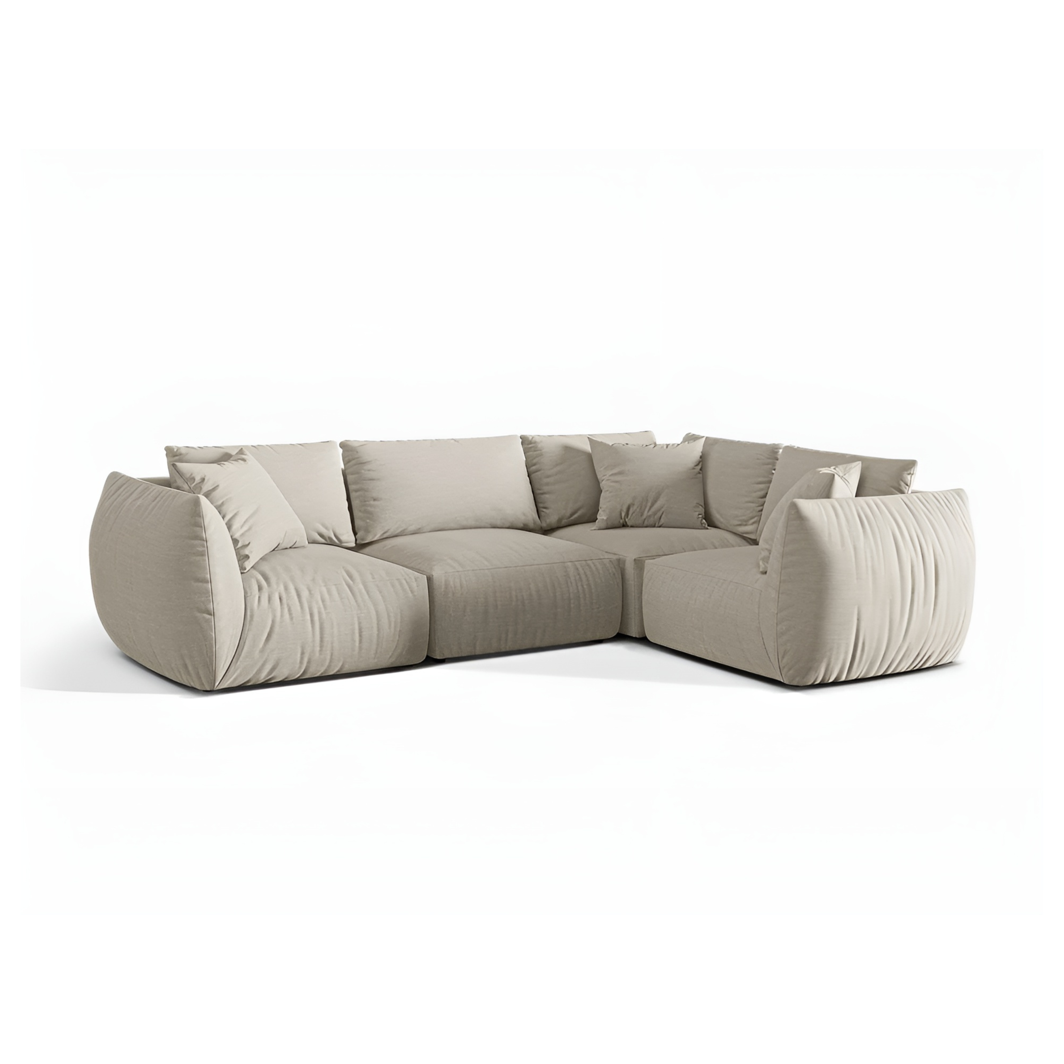 4-sitziger rechter Ecksofa CHRIS in cremefarbenem Chenille