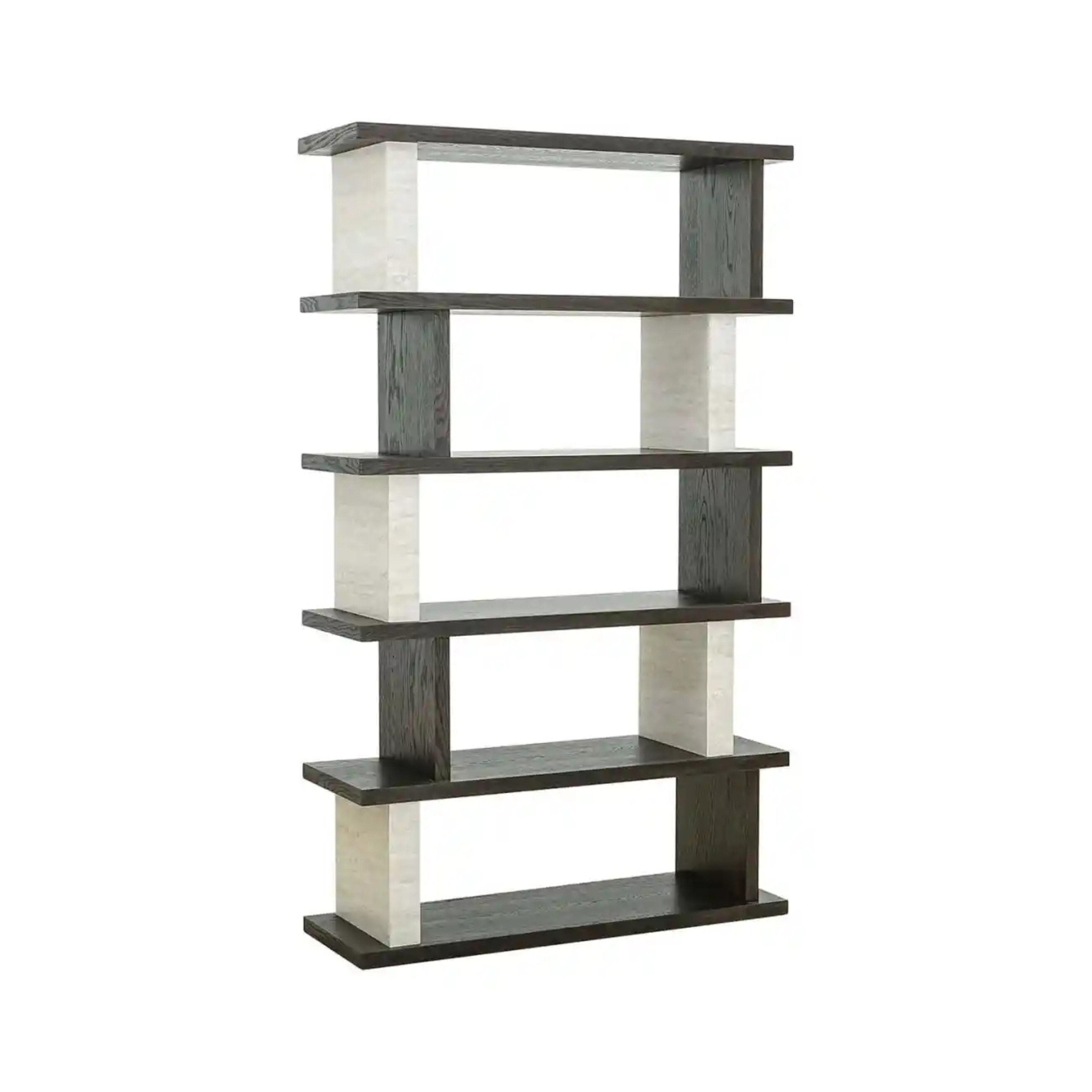 WALDORF shelf dark brown wood and stone