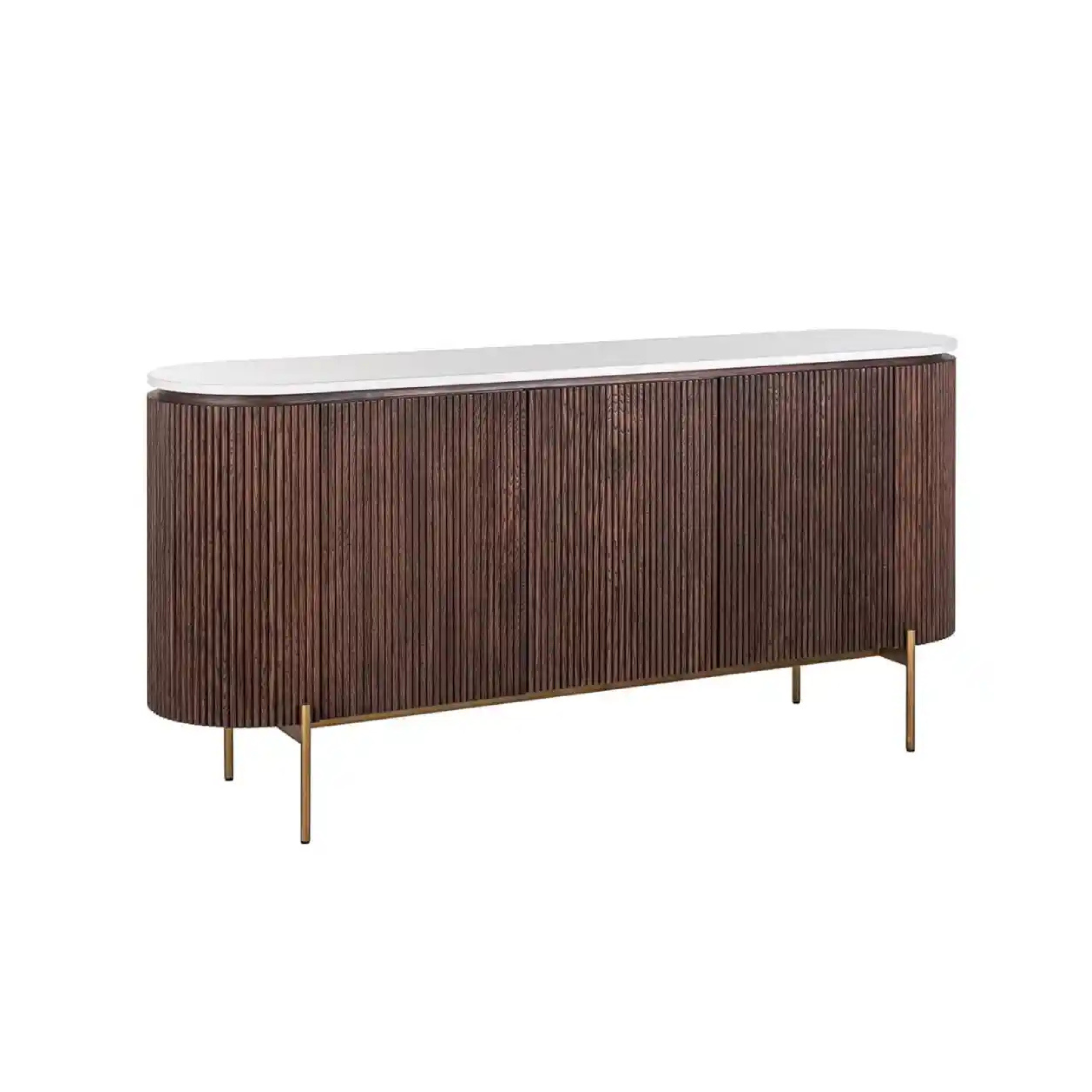 BARKLEY chest of drawers brown with a gold base