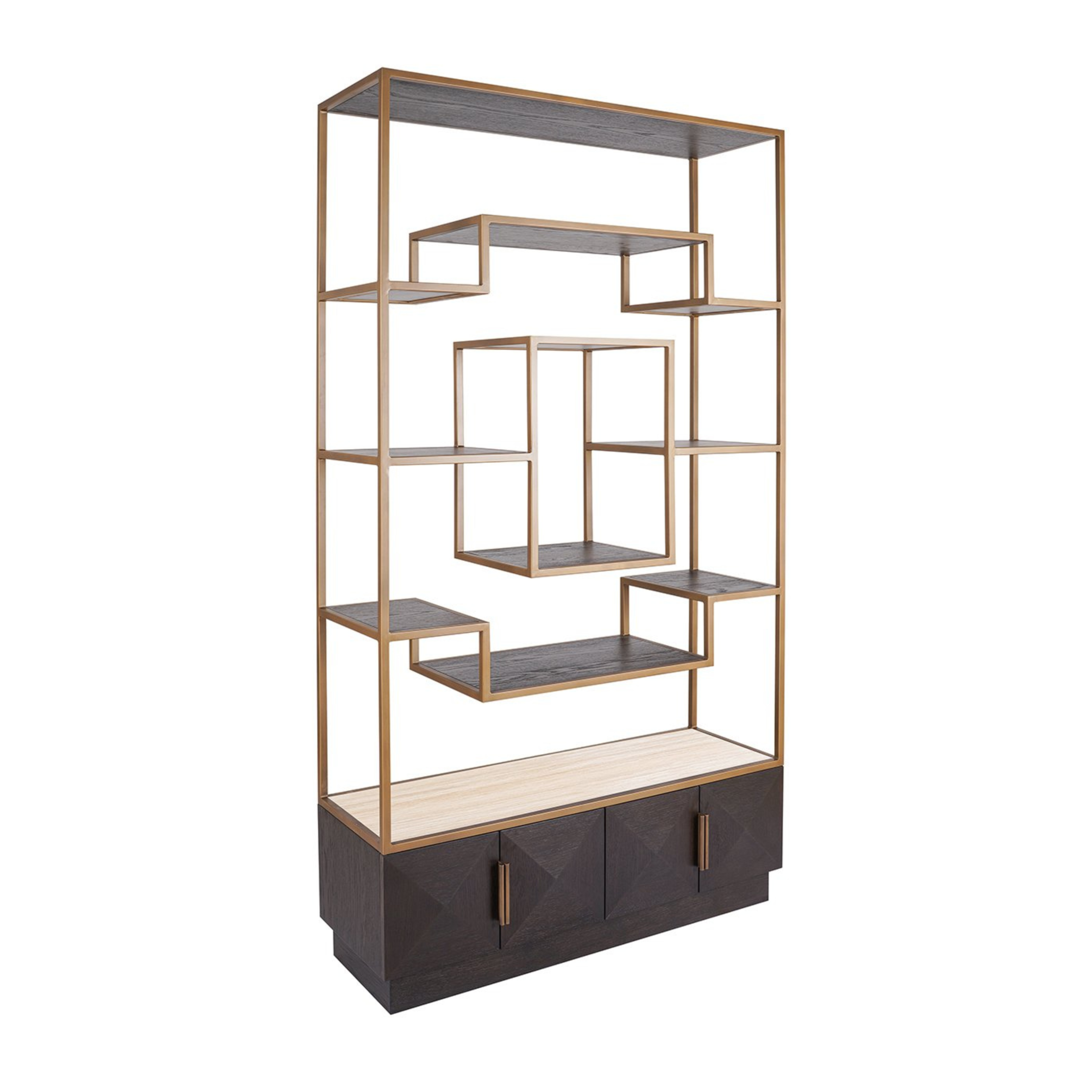 Vitrine CLAREMONT braun mit beigem Stein