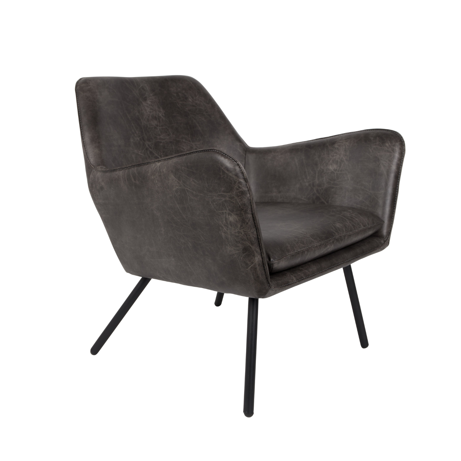 Fauteuil BON donkergrijs ecologisch leer