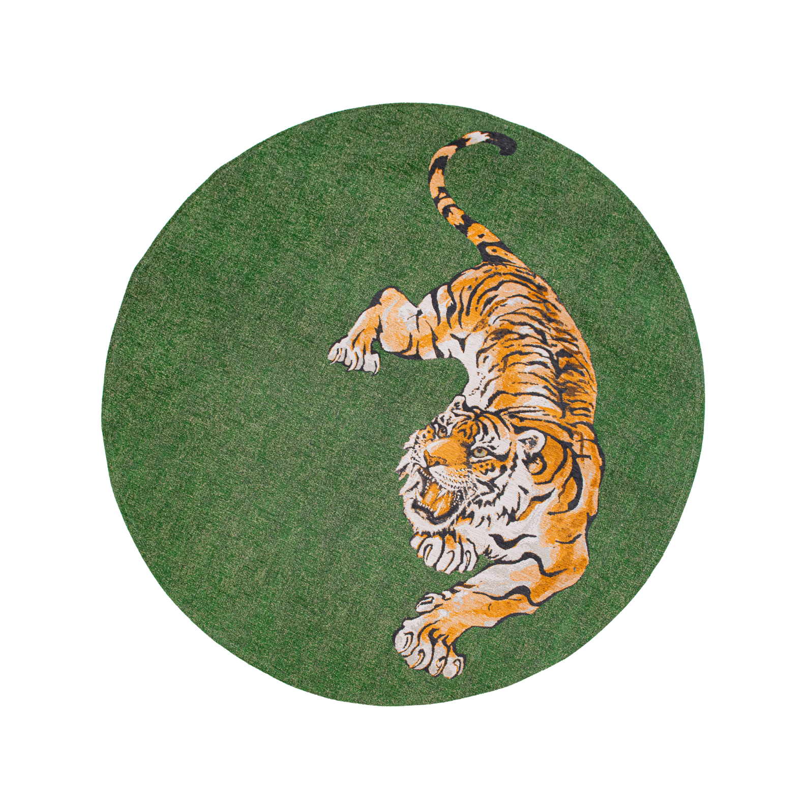 Dywan okrągły POP TIGER GREEN ON FIRE zielony – Louis de Poortere