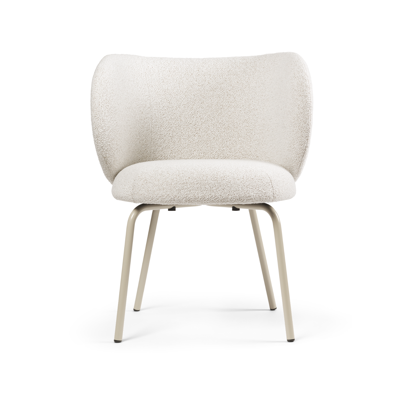 Stoel met armleuningen RICO Soft Bouclé gebroken wit met beige basis
