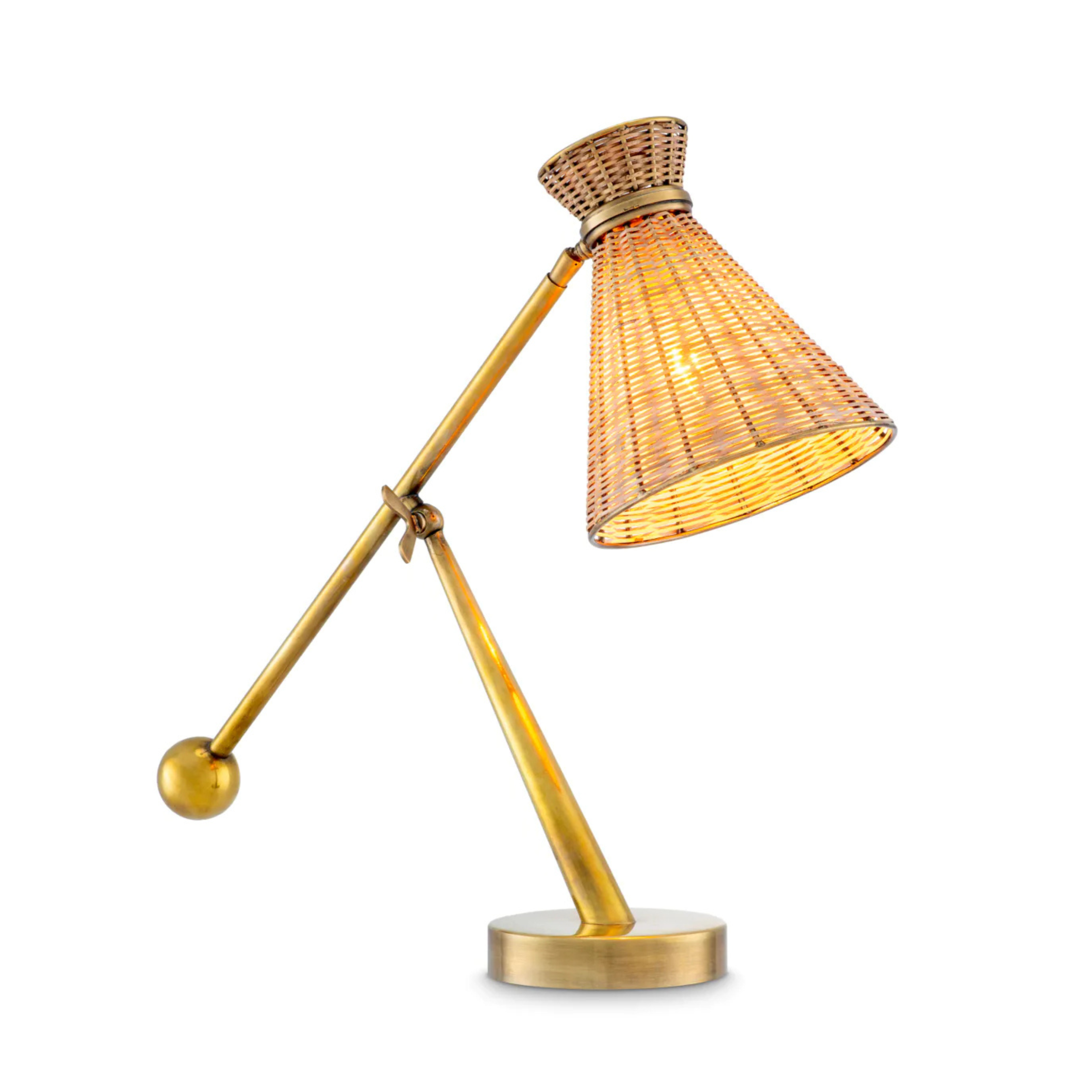 KON TIKI table lamp rattan with antique gold