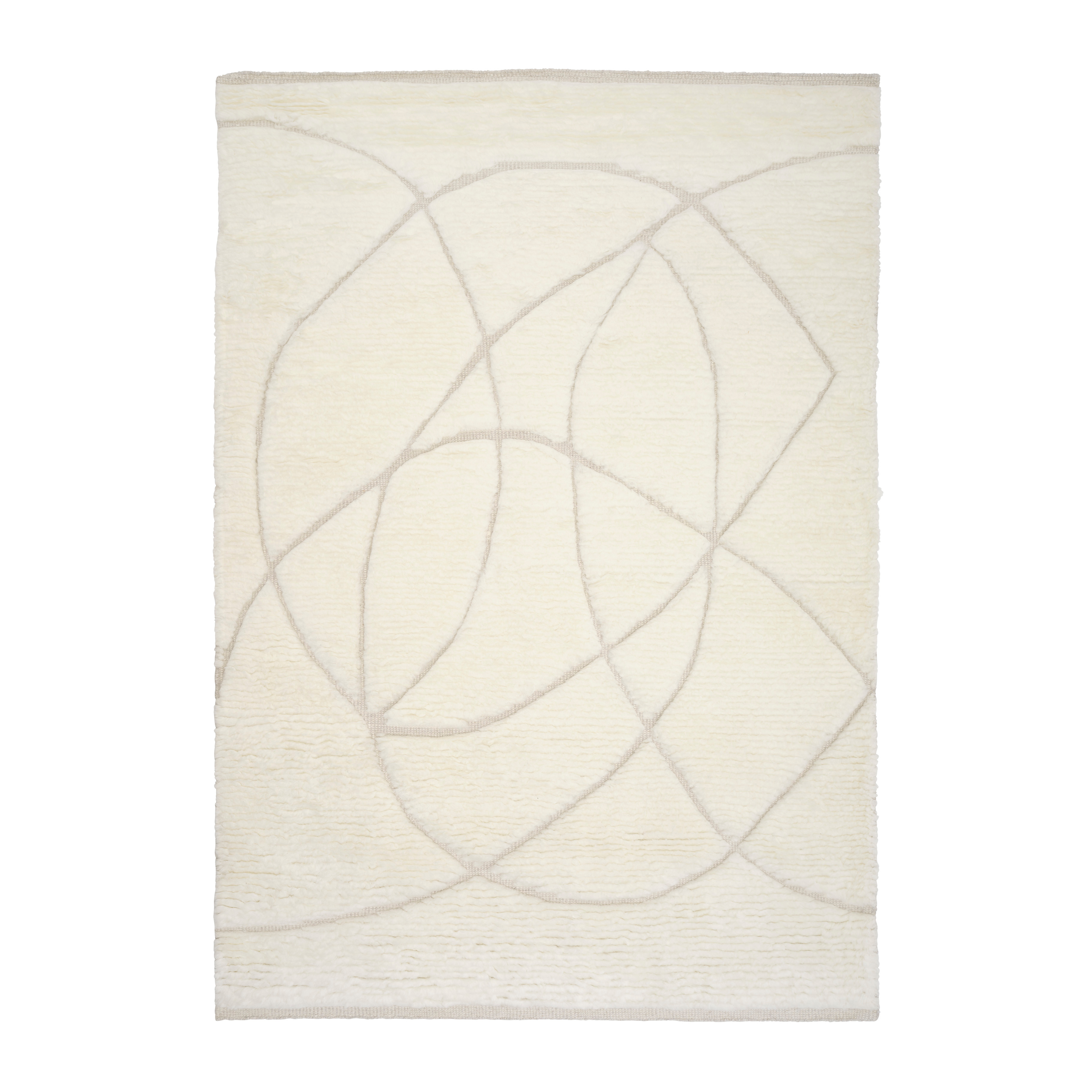 Vloerkleed LINEAL SWEEP wit met beige patroon