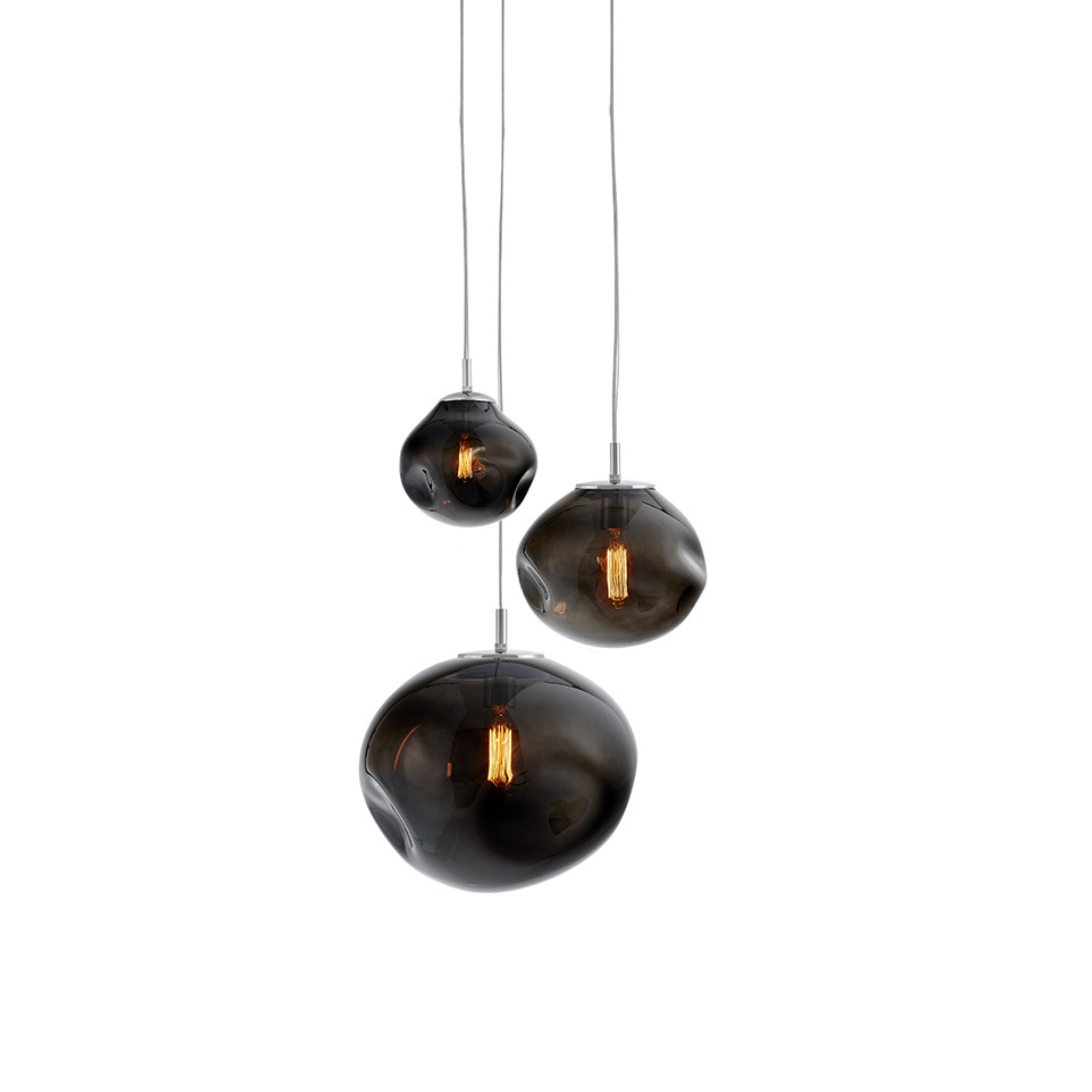 AVIA 3 three-point pendant lamp smoky black with silver finish