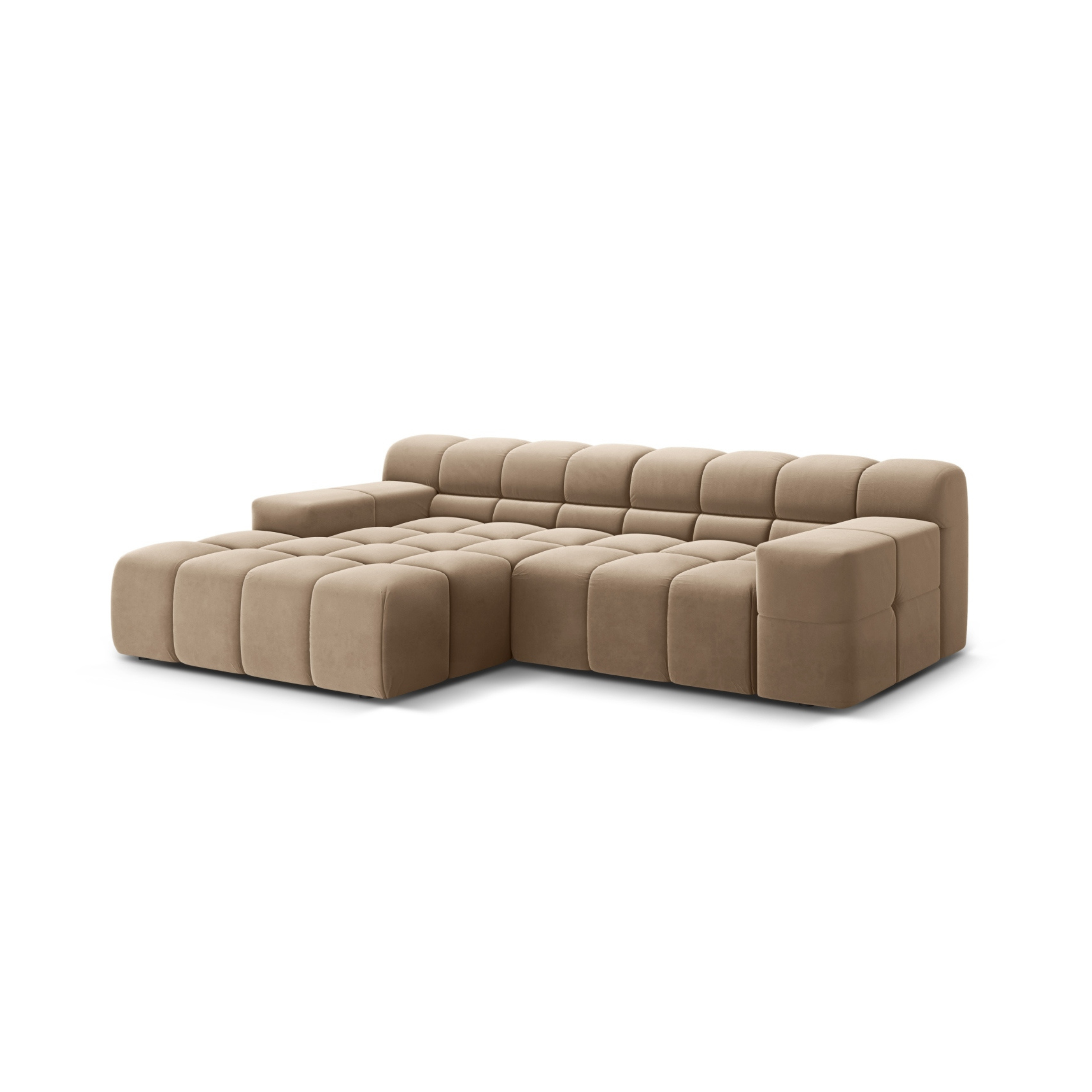 Samt-Ecksofa 2-sitzig links AGAVE beige