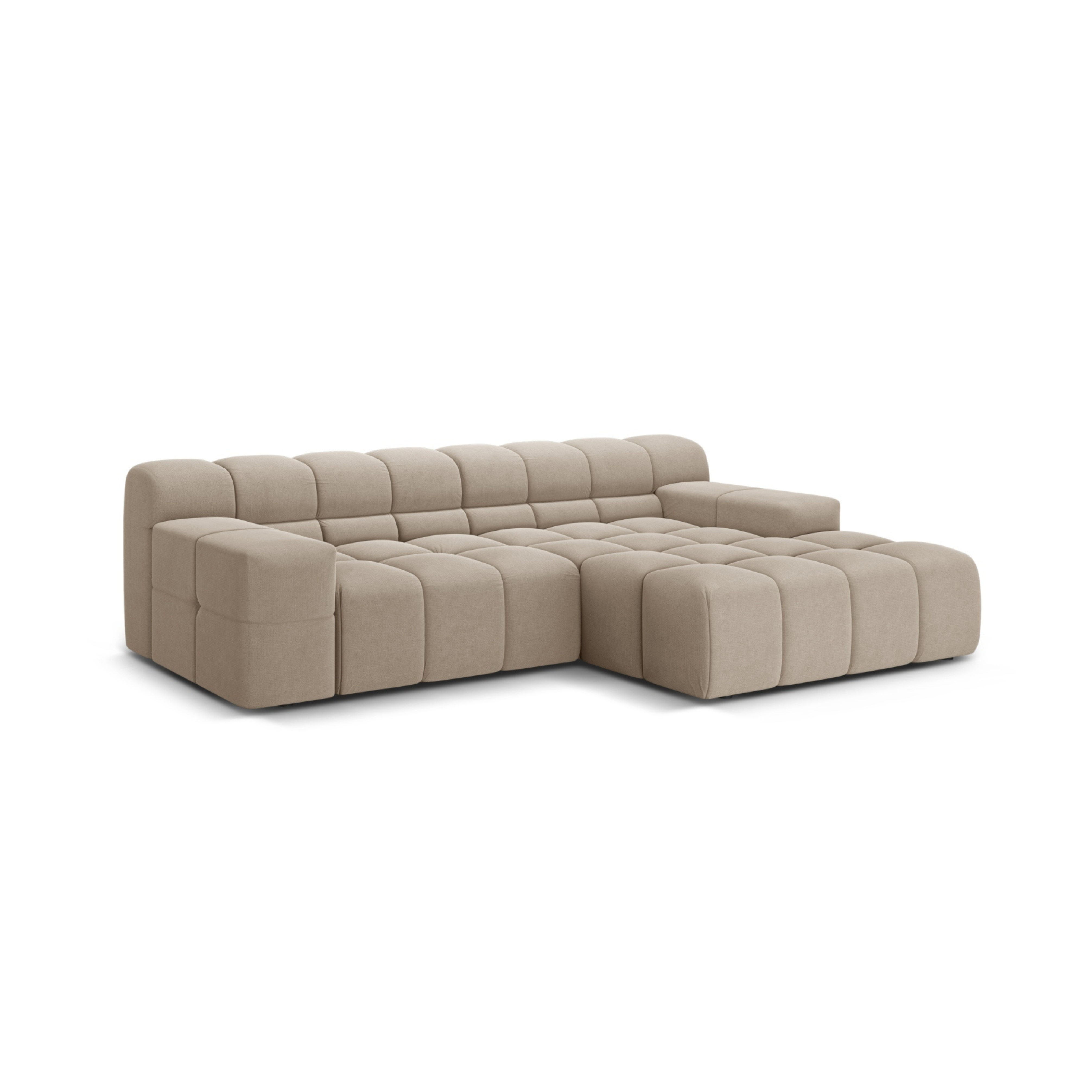 Right-facing 2-seater corner sofa AGAVE beige chenille