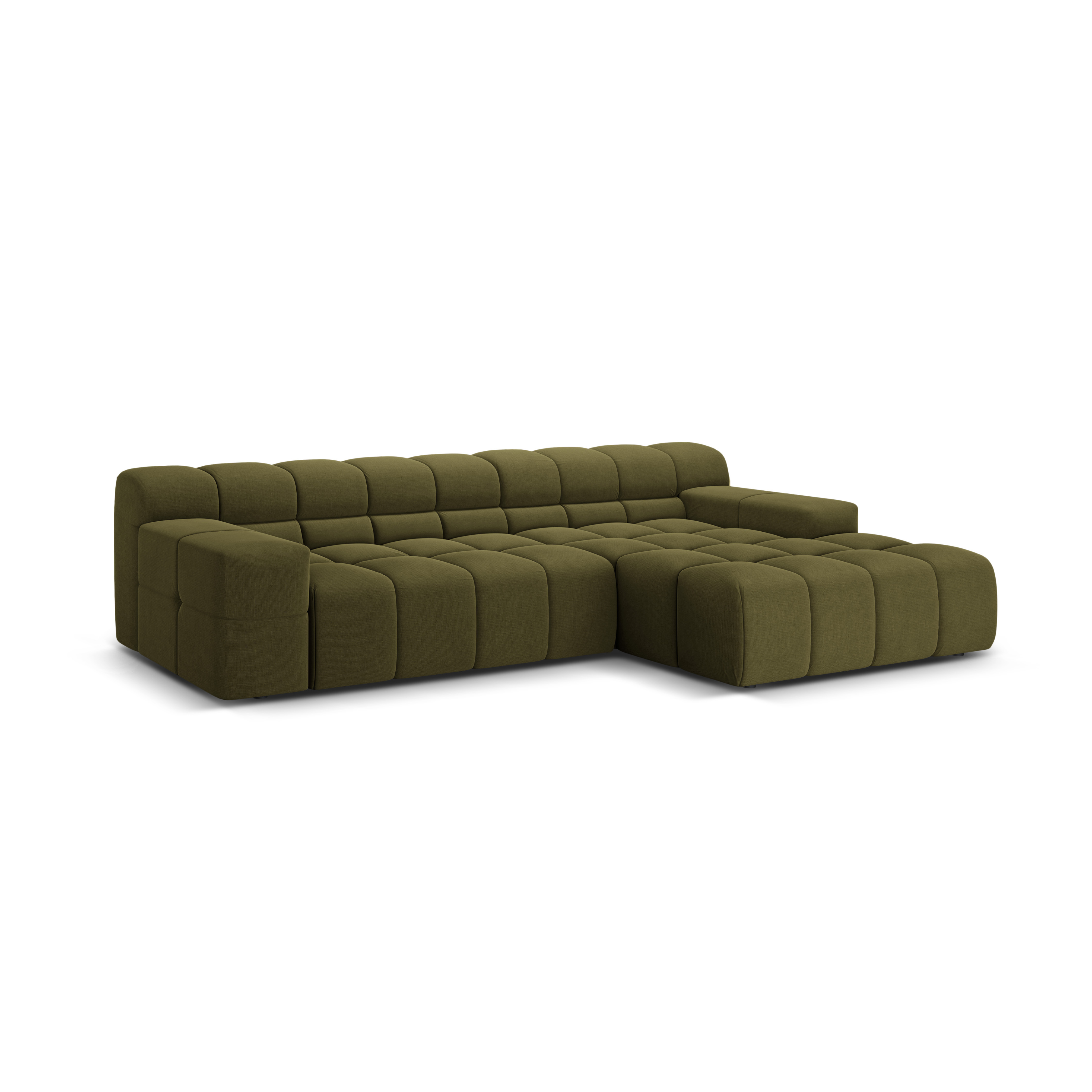 3-seater right-facing corner sofa AGAVE green chenille
