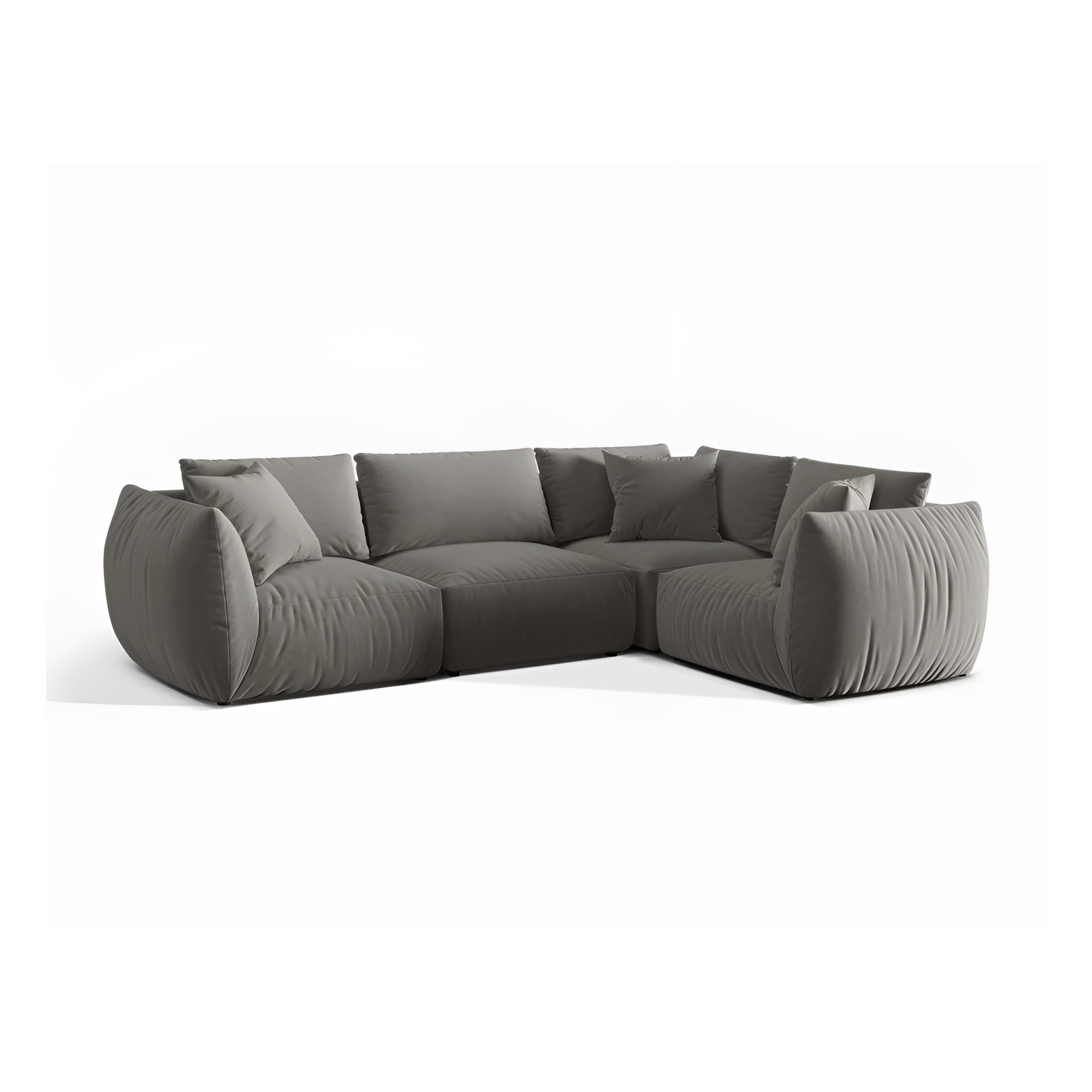 Samt-Ecksofa für 4 Personen rechts CHRIS grau