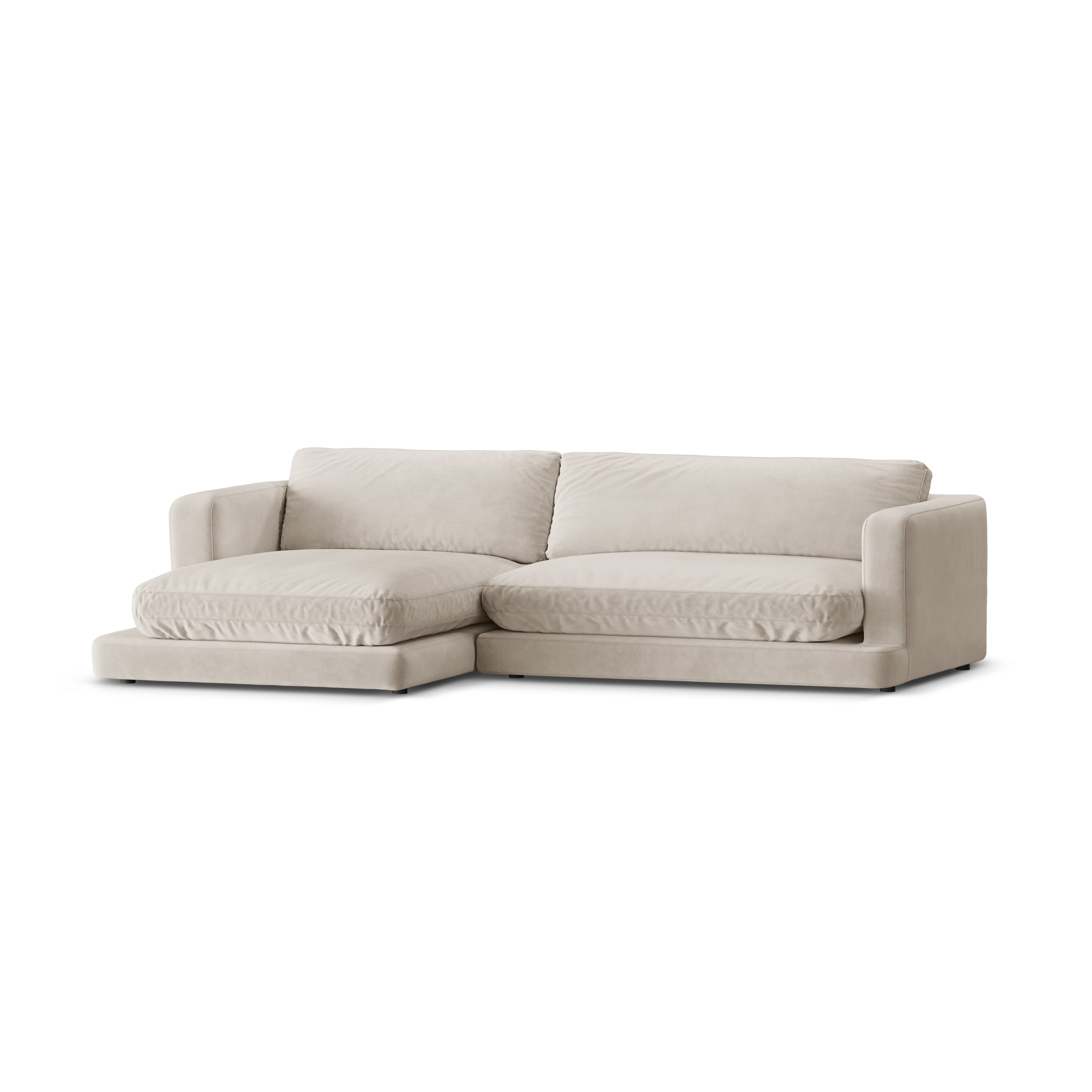 Left-facing velvet corner sofa DAPHNE light beige