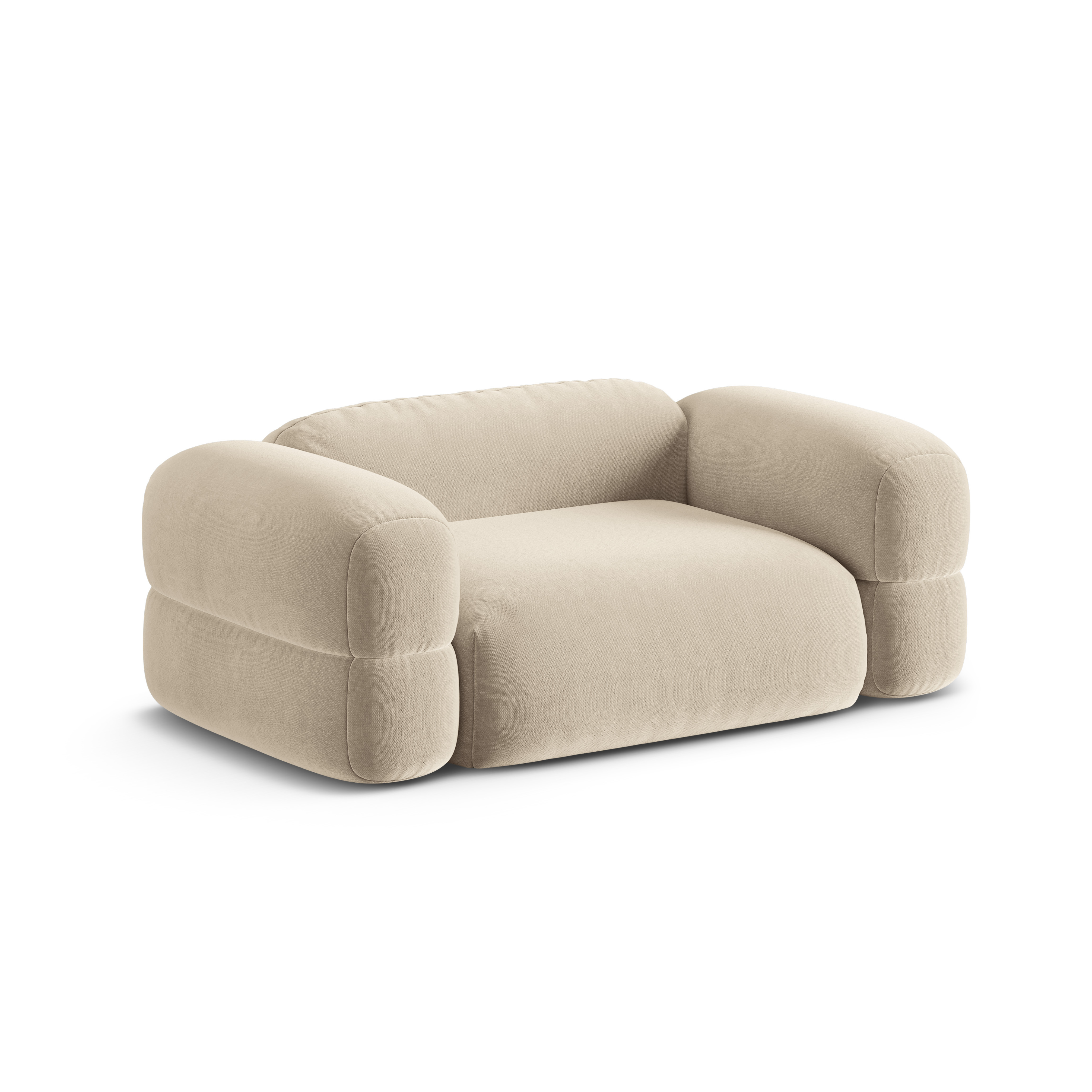 Velvet 2-Seater Sofa ROGER Light Beige