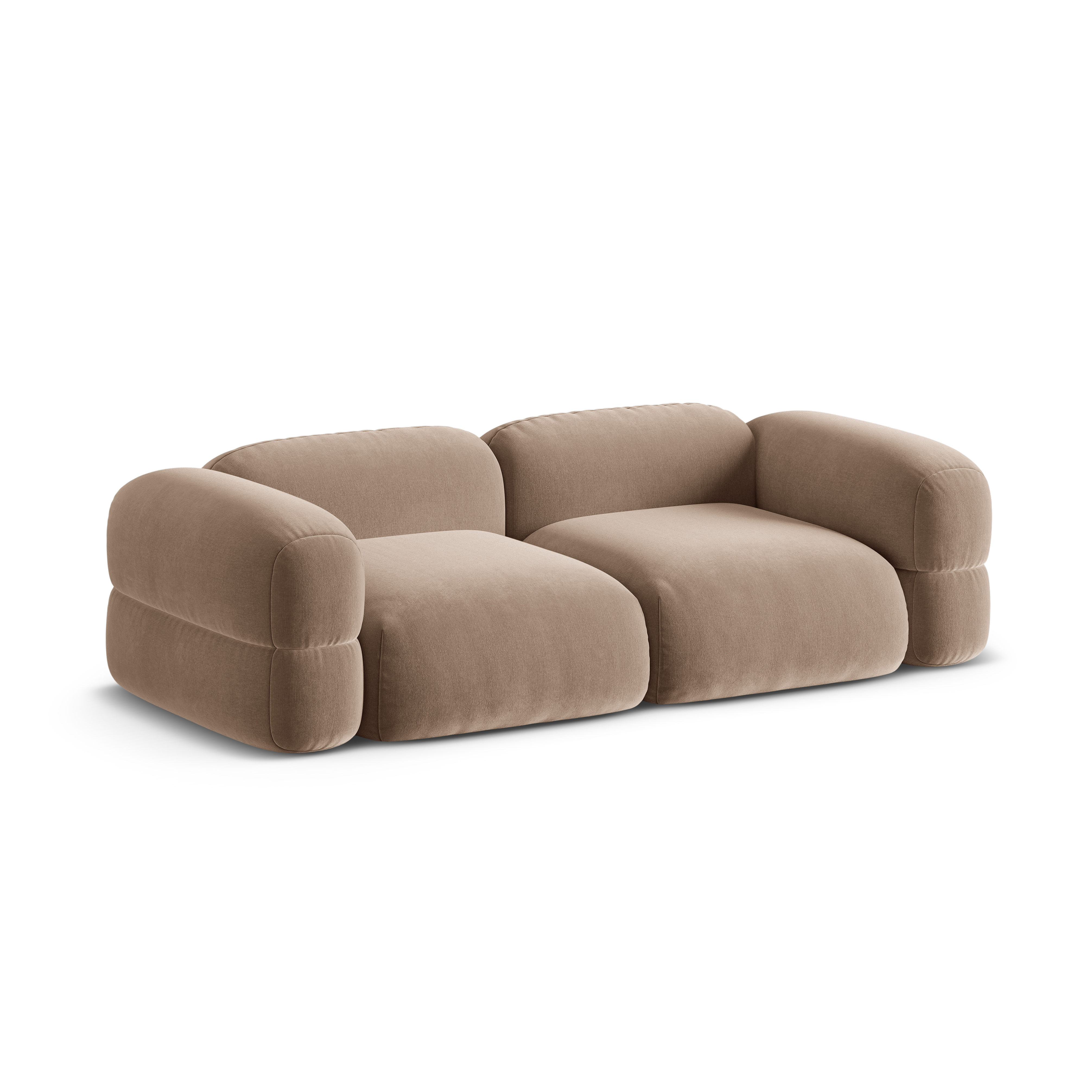 Velvet sofa for 4 people ROGER dark beige