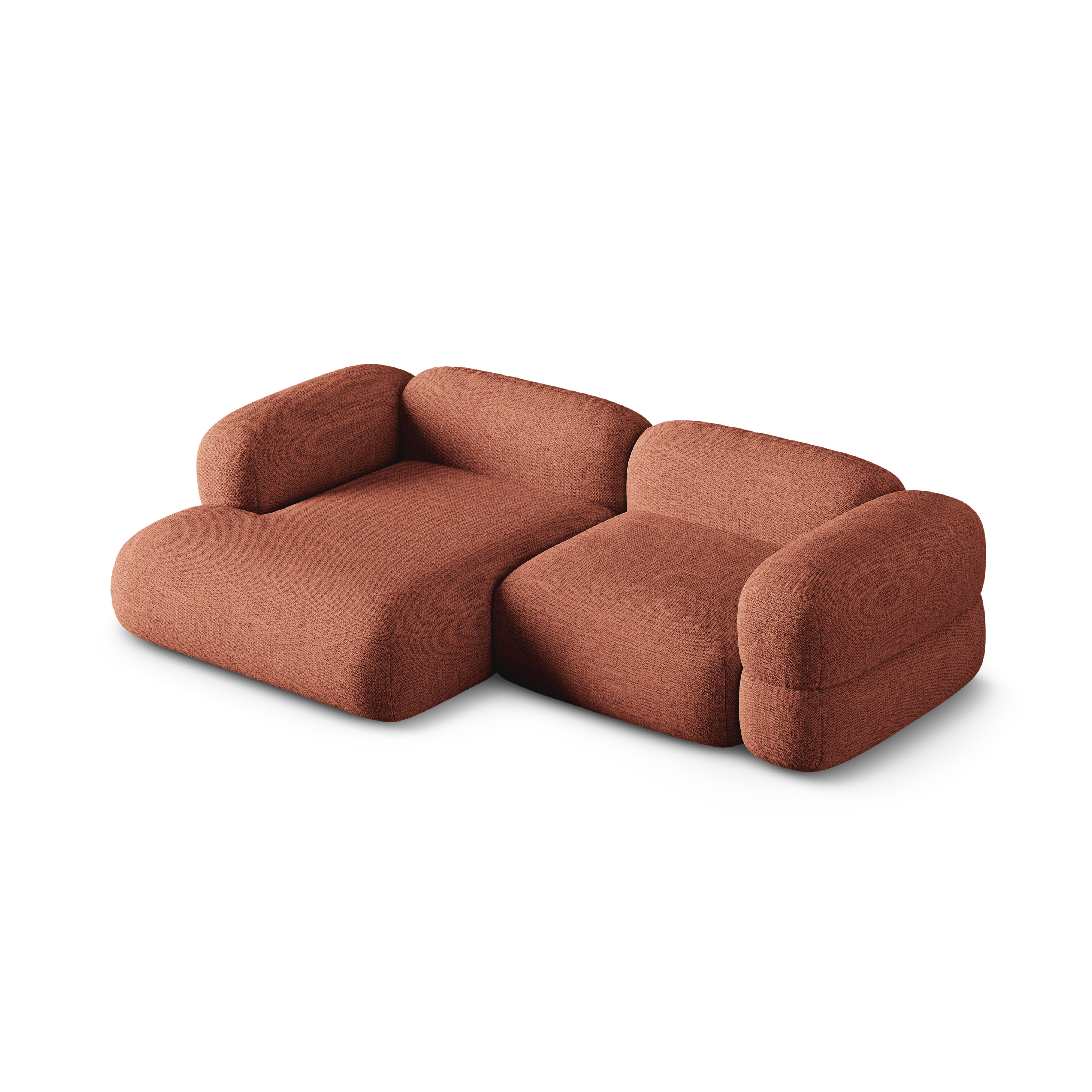 Left-sided corner sofa ROGER coral chenille