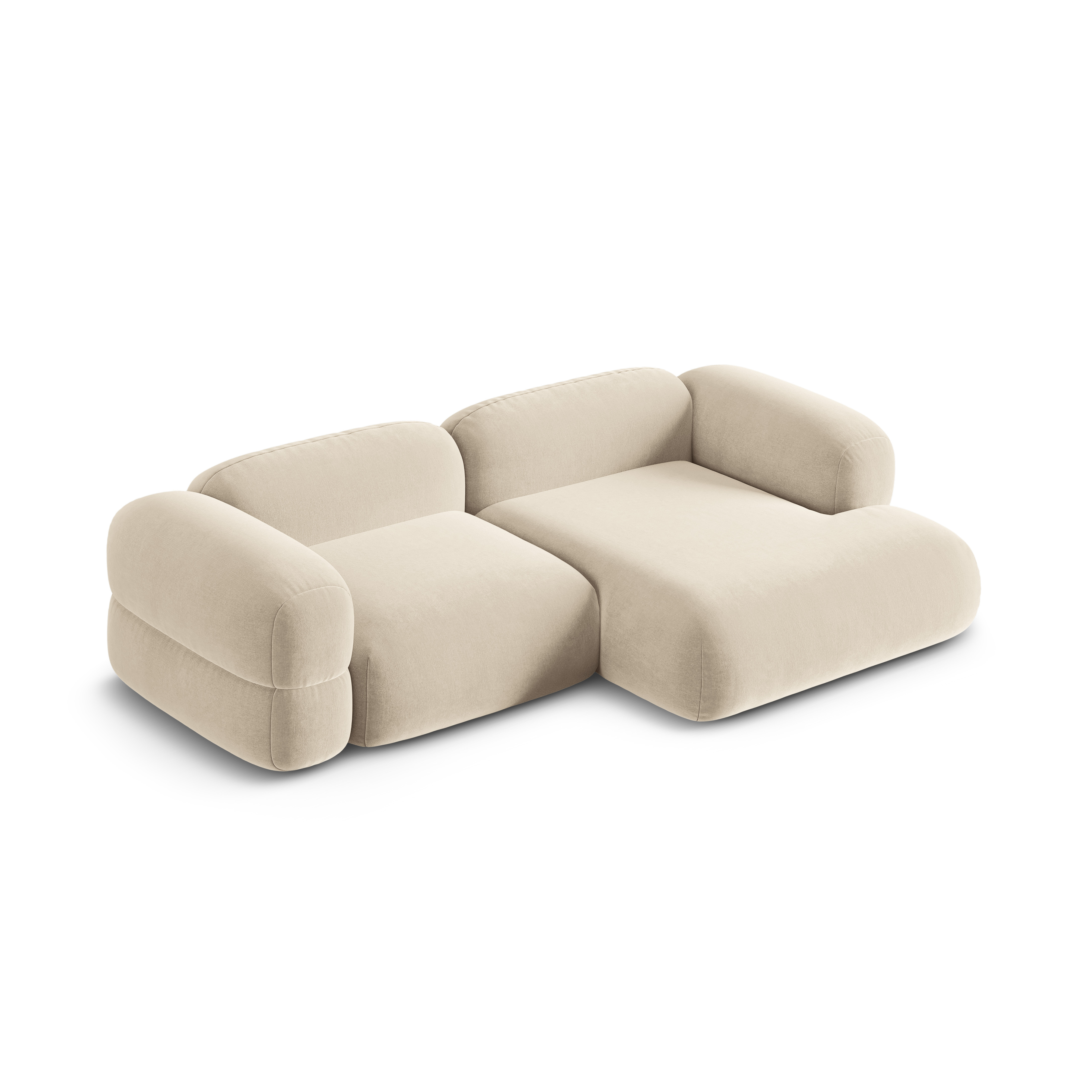 Samt-Ecksofa rechts ROGER hellbeige