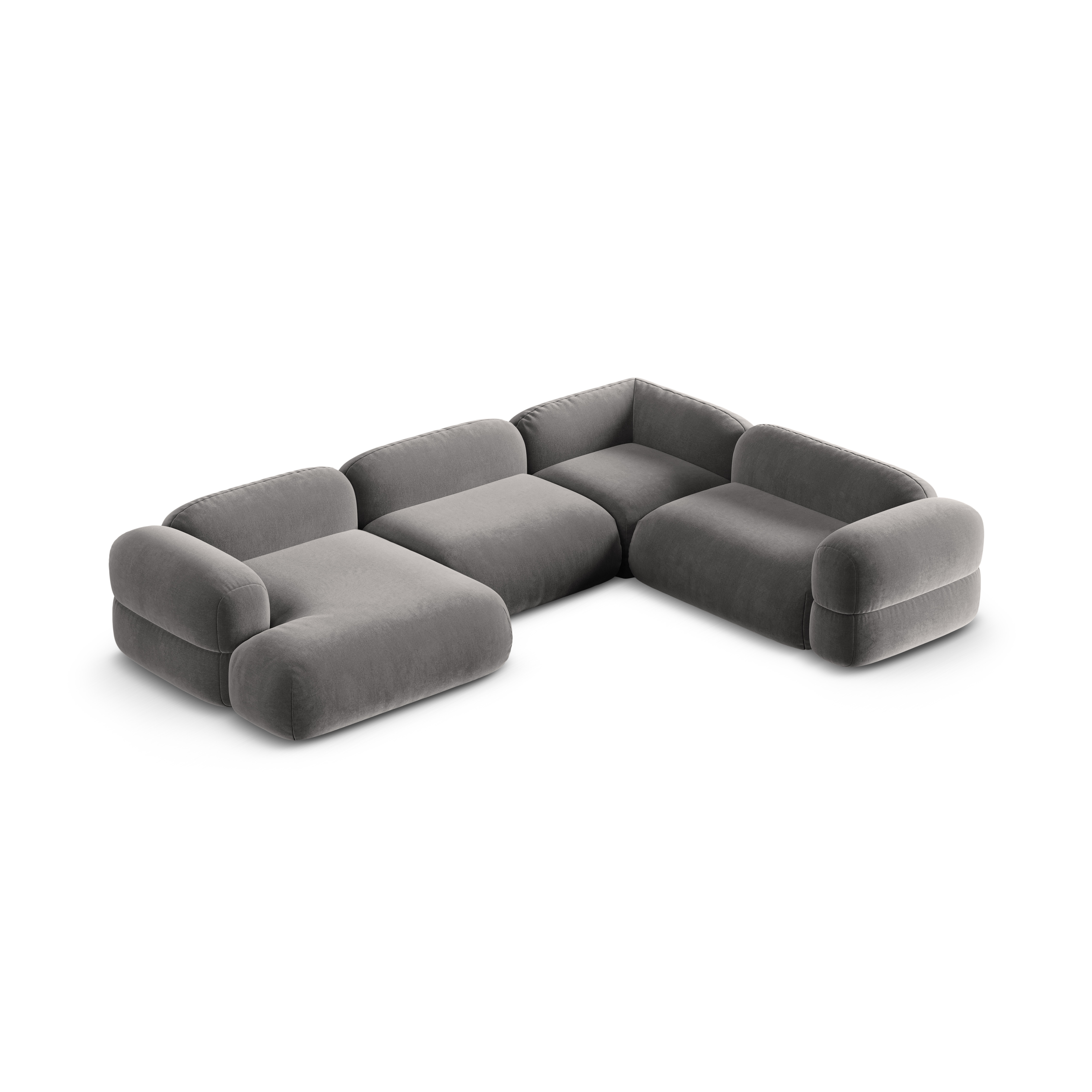 Right-facing U-shaped velvet corner sofa ROGER gray