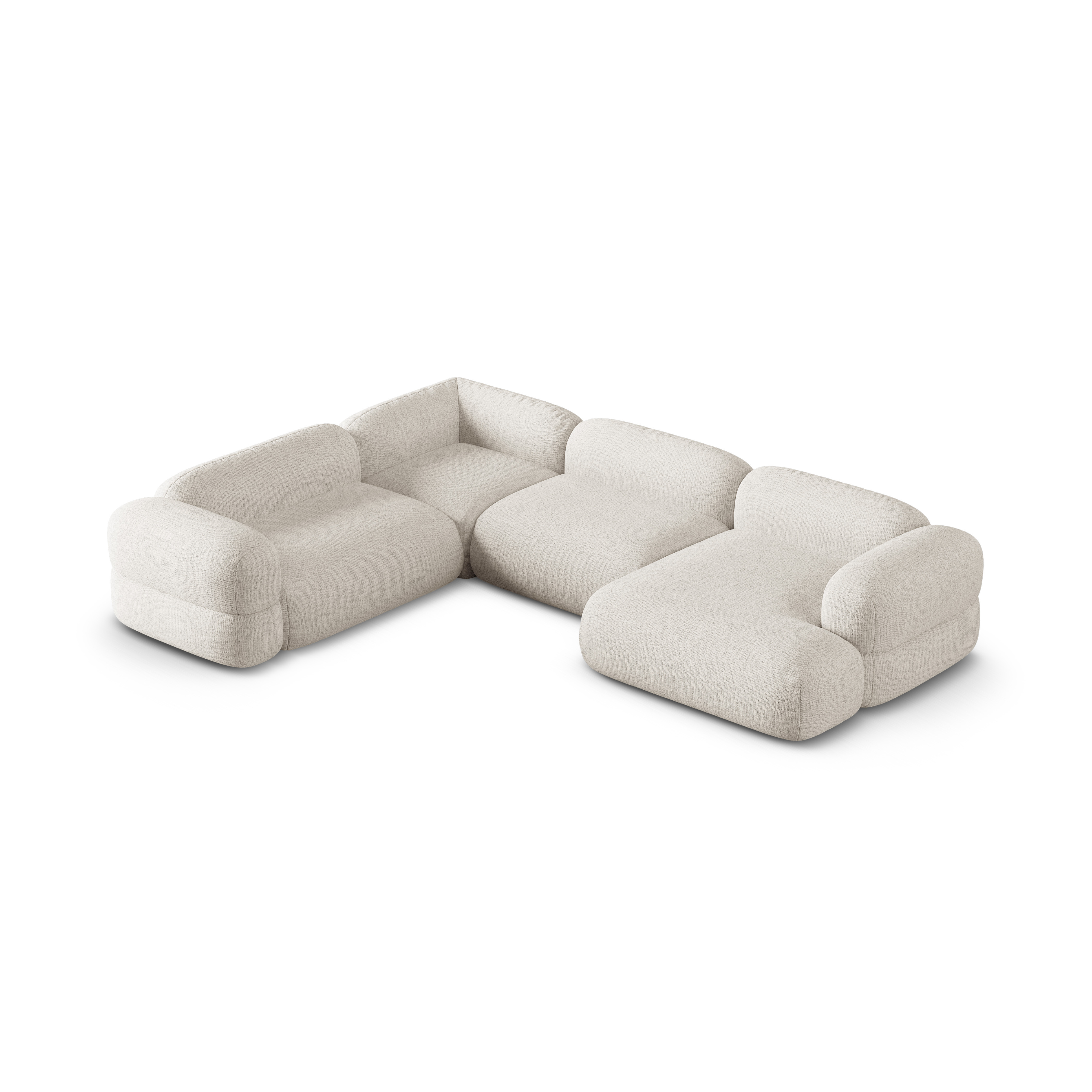 U-förmiger Ecksofa links ROGER beige Chenille