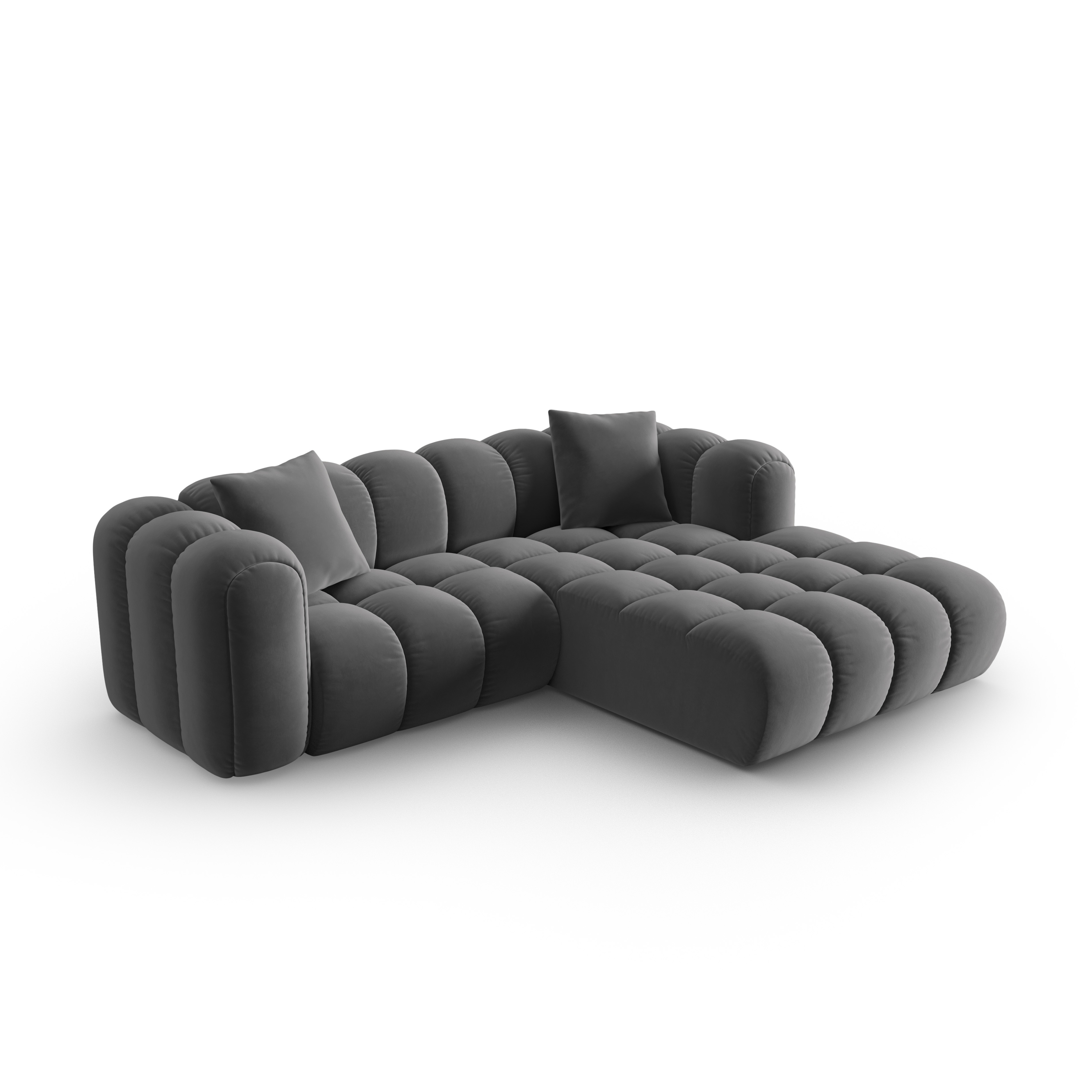 Right-facing 3-seater velvet corner sofa ASTRO gray