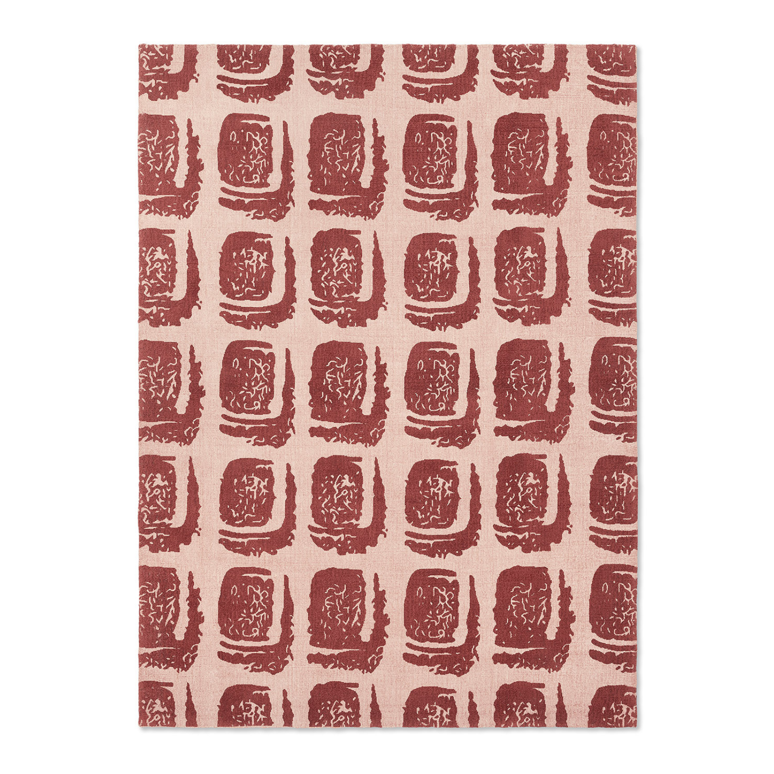 Woodblock rug pink-borde