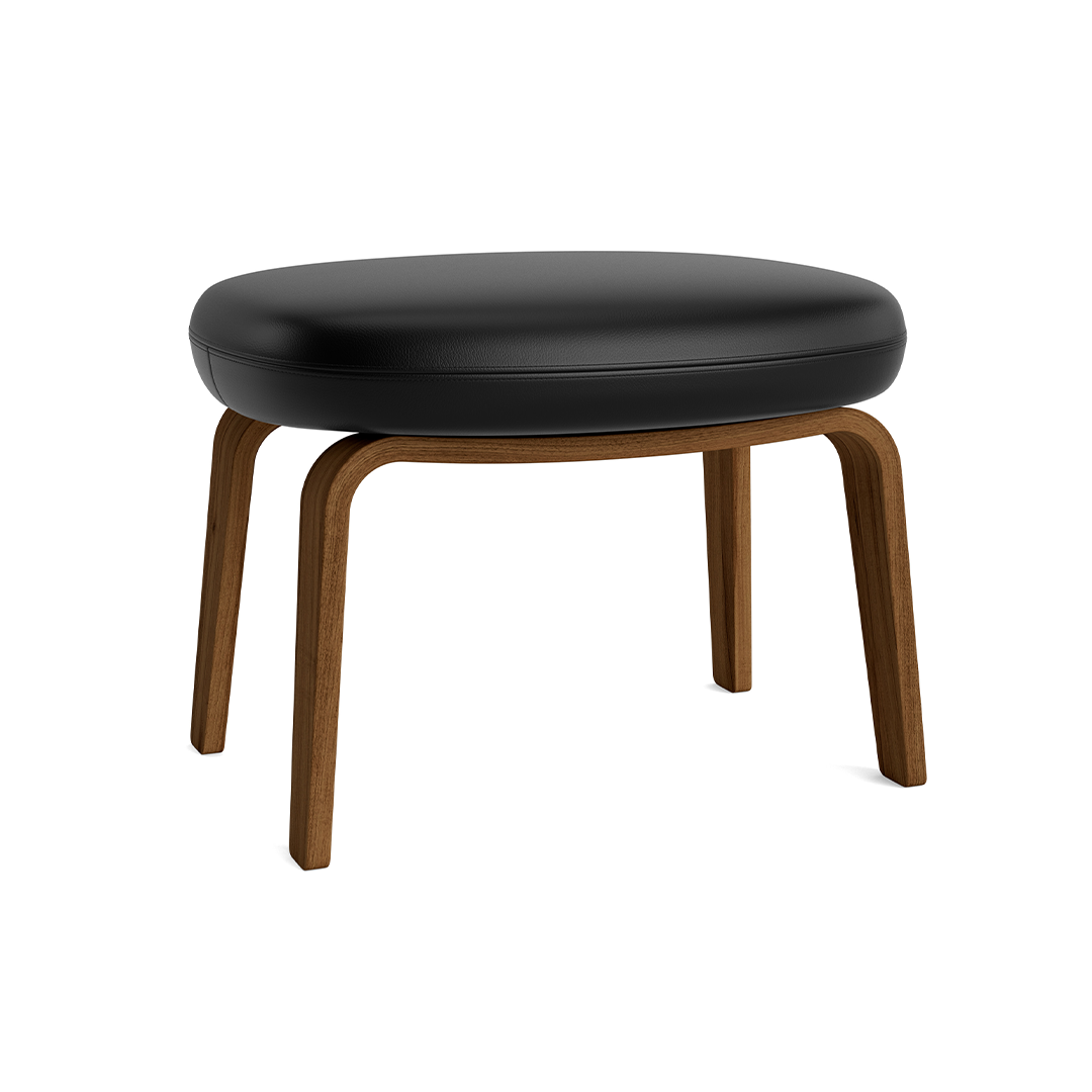 Gestoffeerde voetensteun ERA notenhouten basis