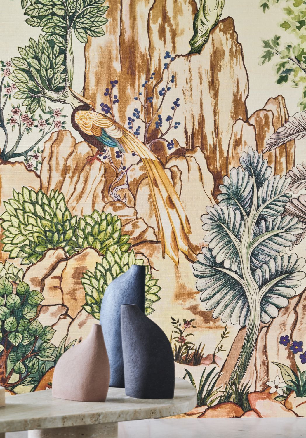 Beige mural with a plant landscape HANG MUA