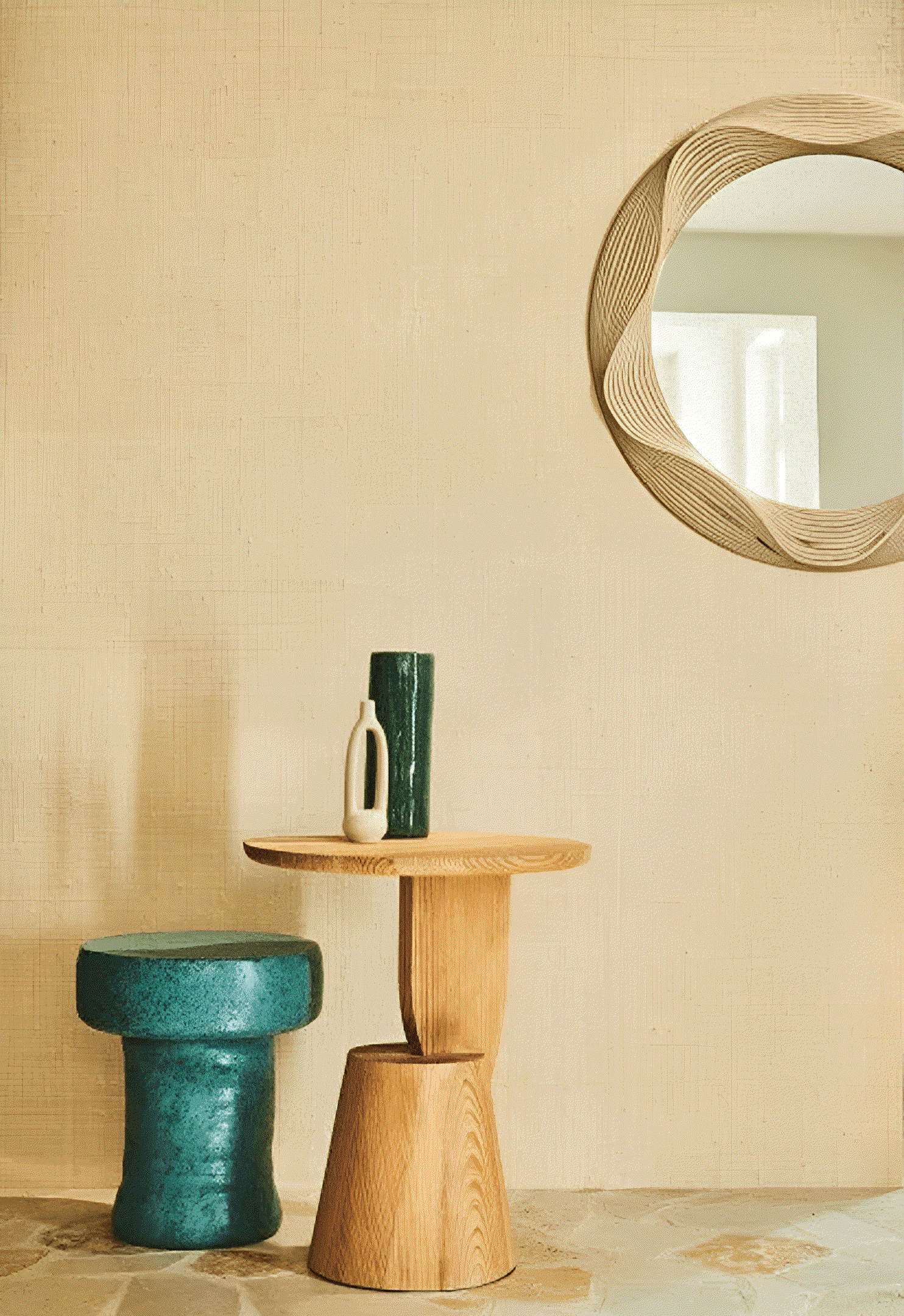 Natuurlijke structuurbehang van raffia PALAWAN - NATUREL beige