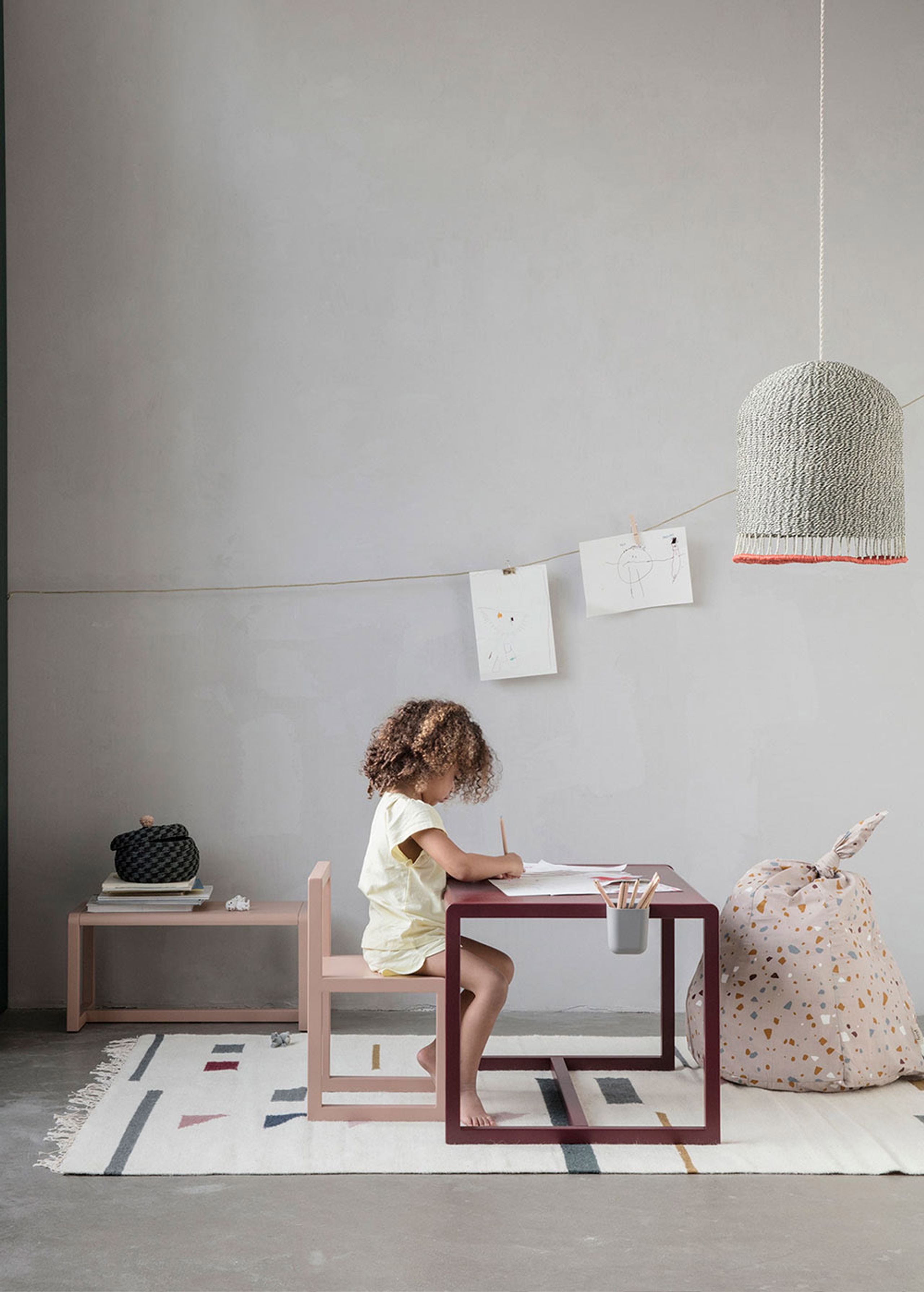 Ławka dziecięca LITTLE ARCHITECT jasnoróżowy – jesion