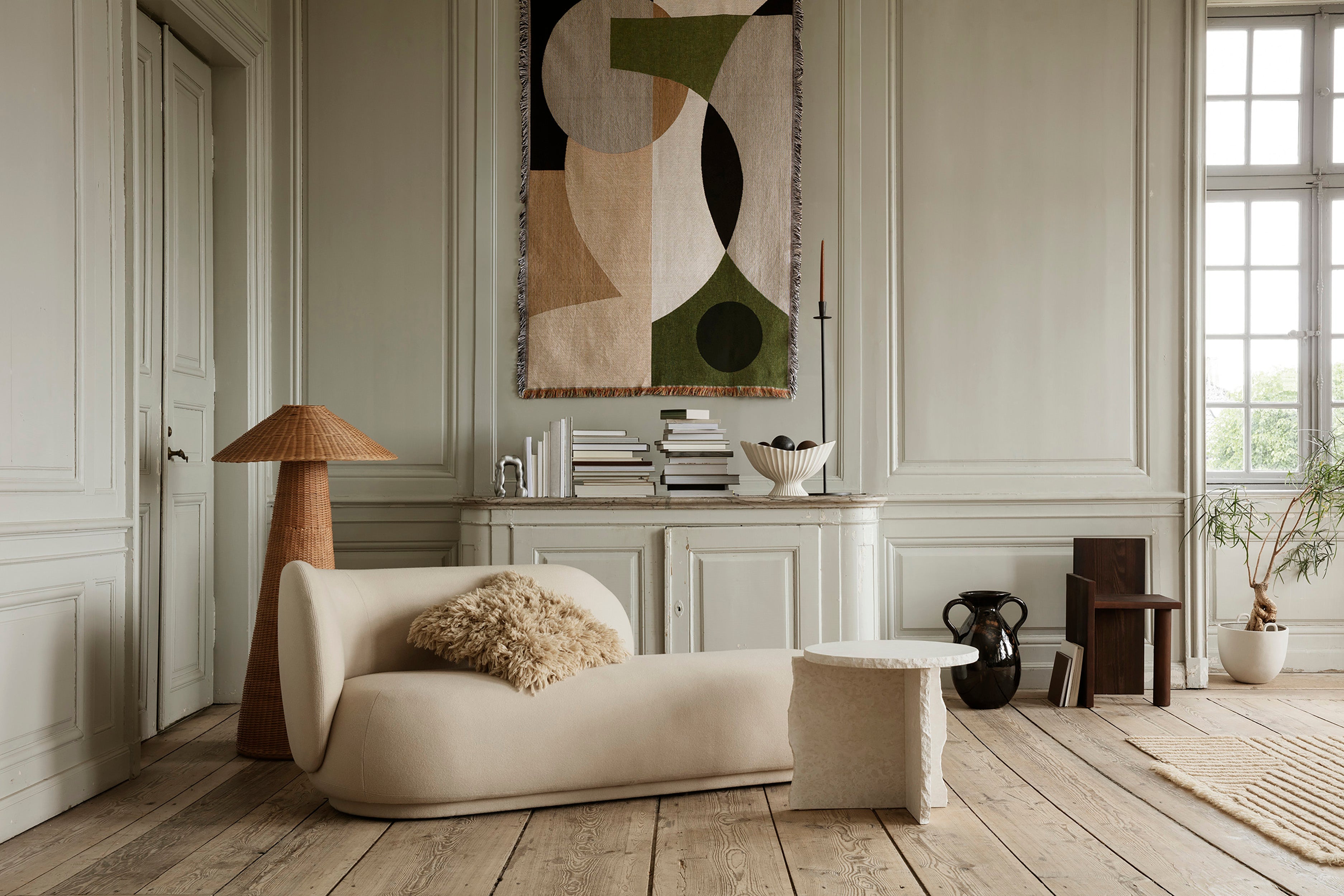 Side table mineral white marble