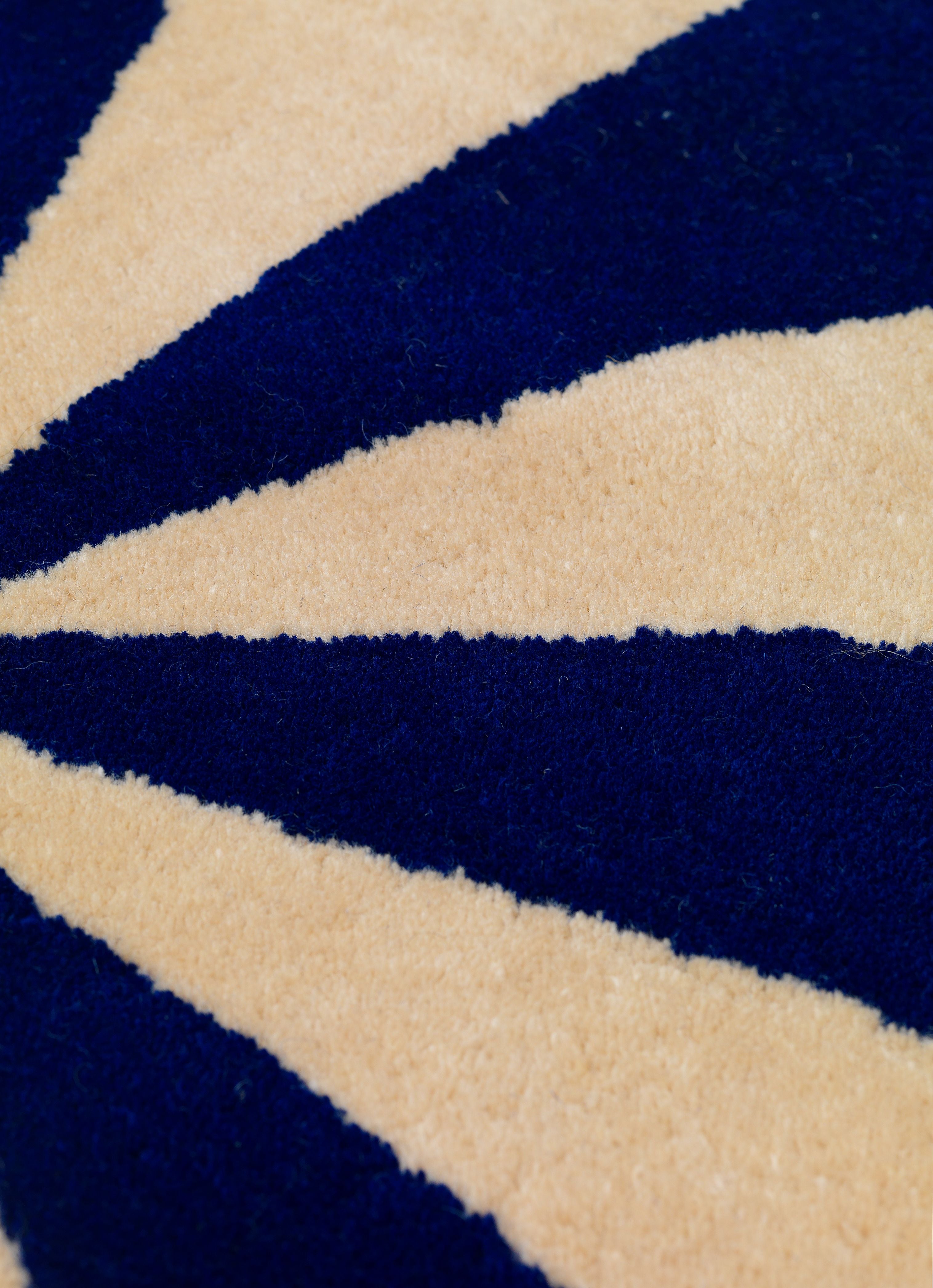 Ronde vloerkleed ARCH blauw met beige