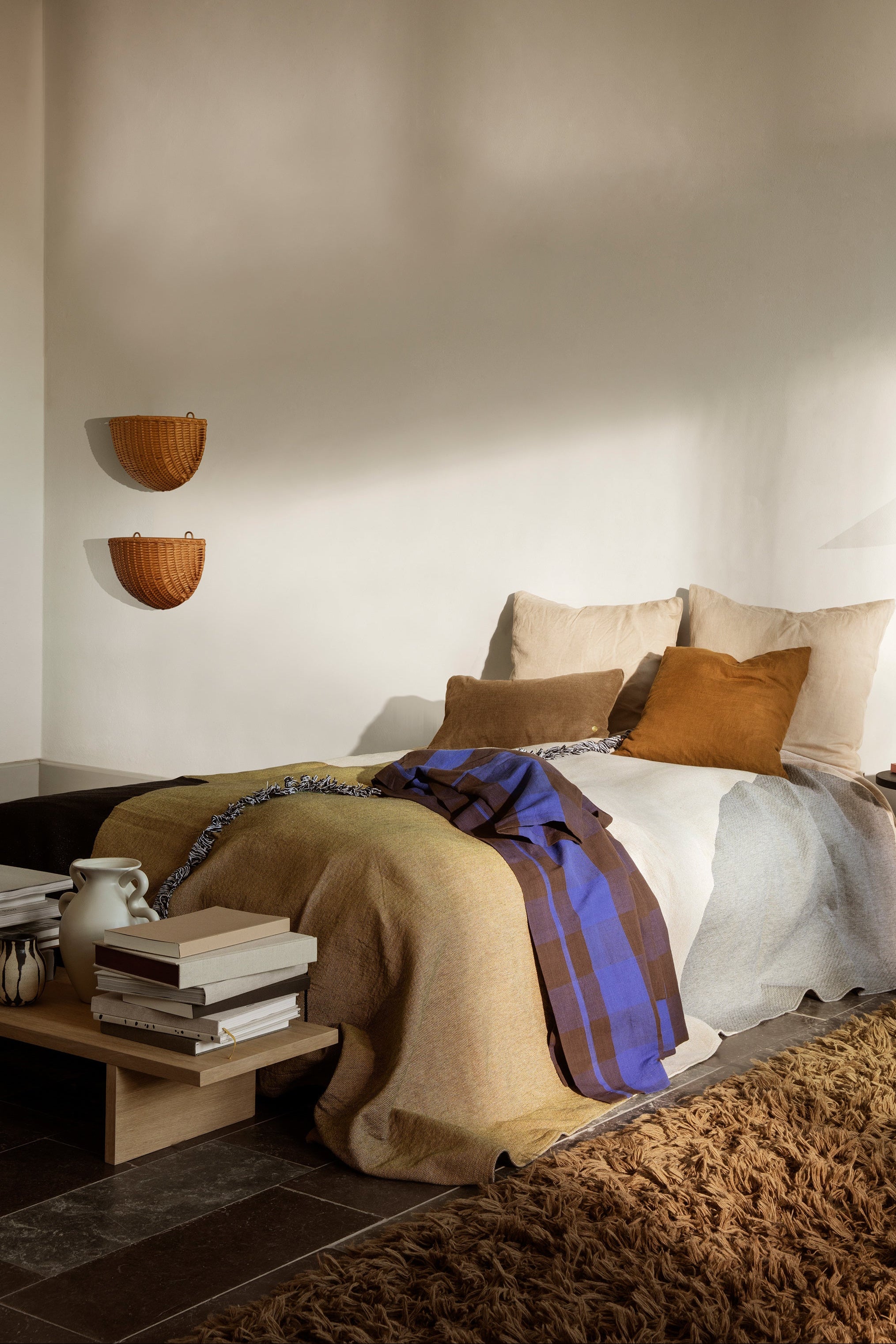 Set van hangende manden GEVLOCHTEN MUURTASJES gevlochten riet