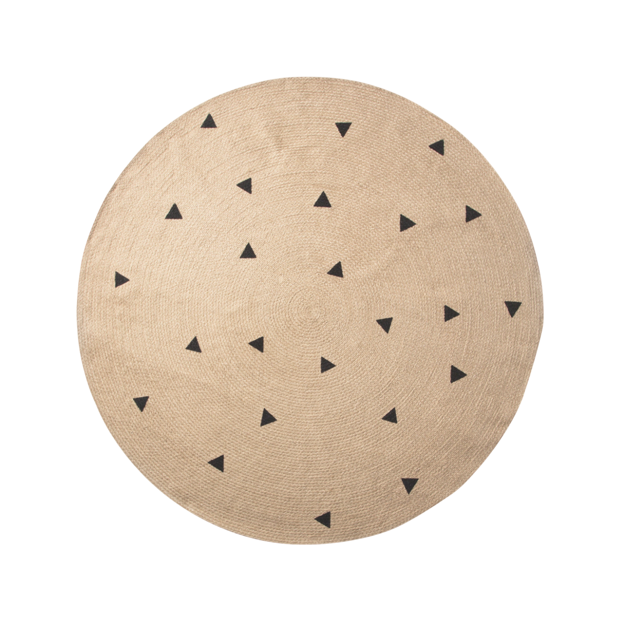 Jute vloerkleed met zwarte driehoeken