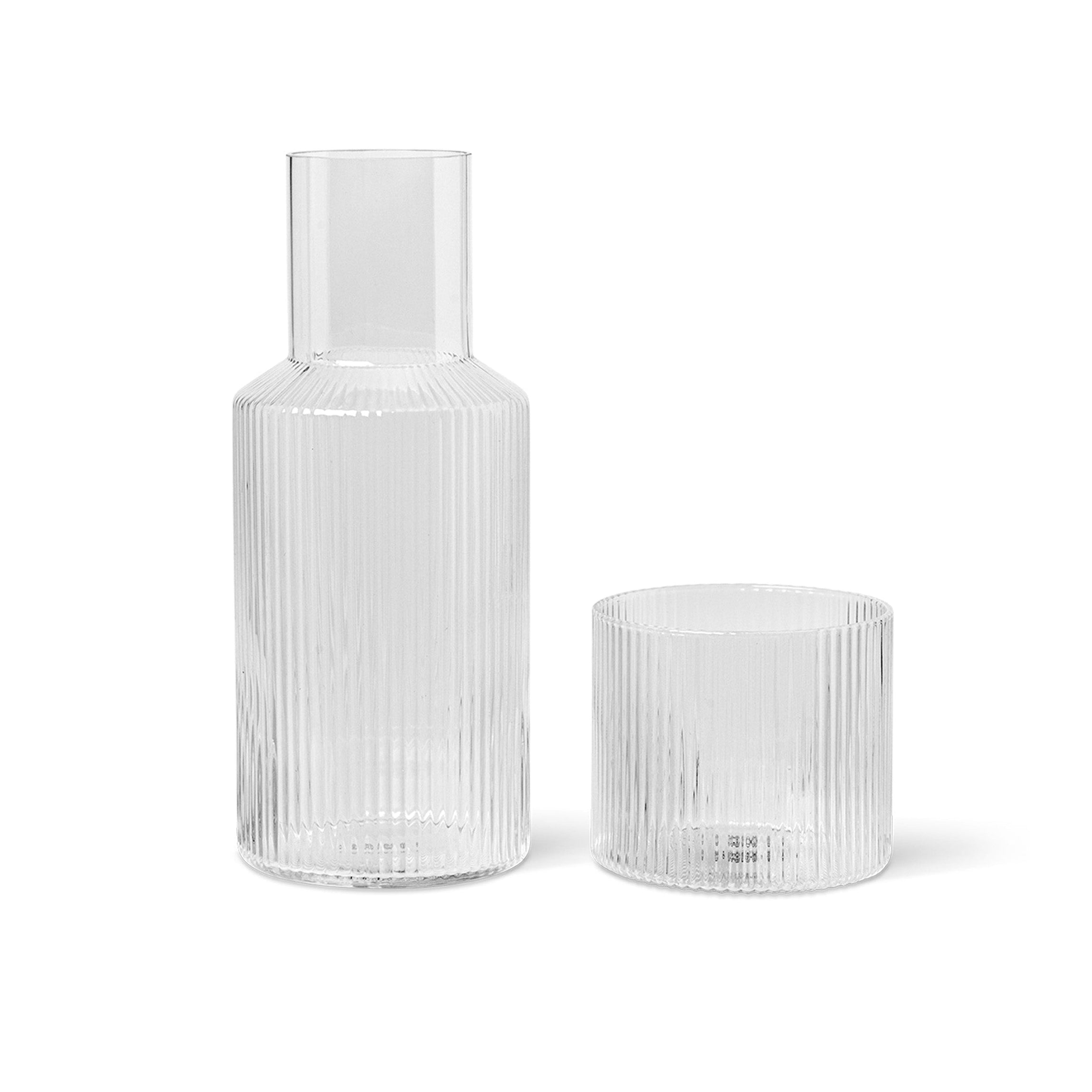 Carafe and Glass Set RIPPLE Hand-Blown Glass