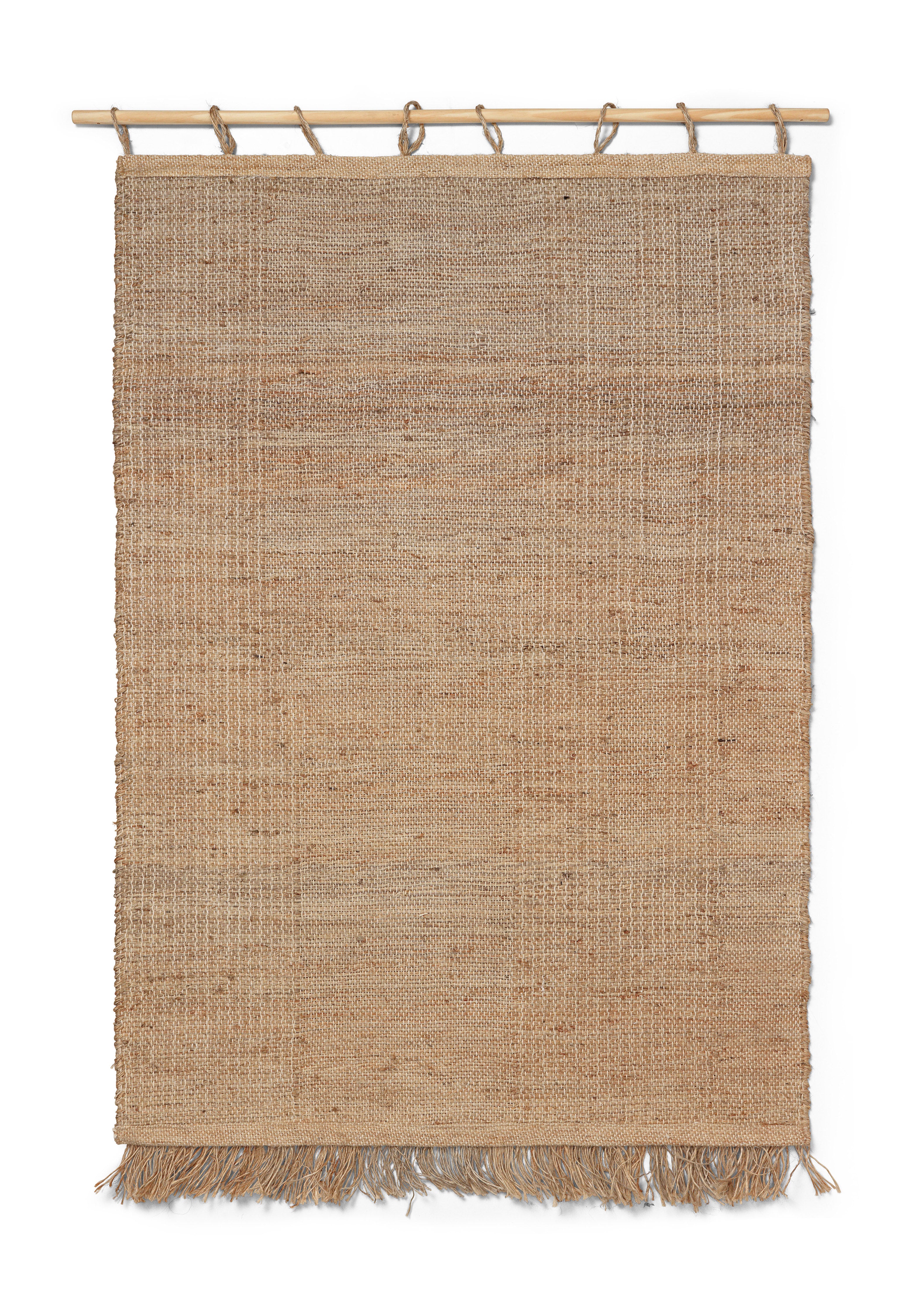 Ernte -Juta -Wanddekoration und Buchenholz