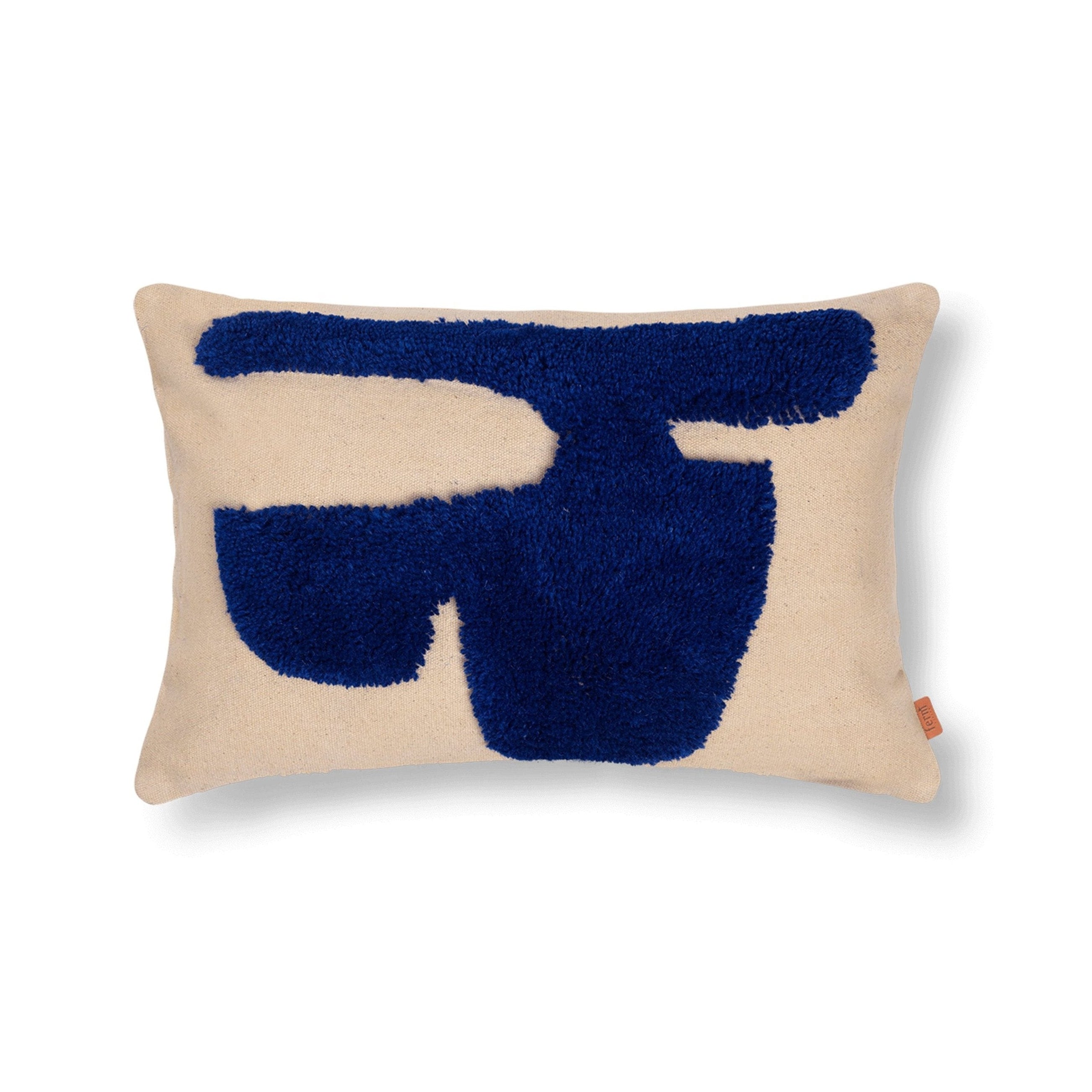 LAY CUSHION kussen beige met blauw
