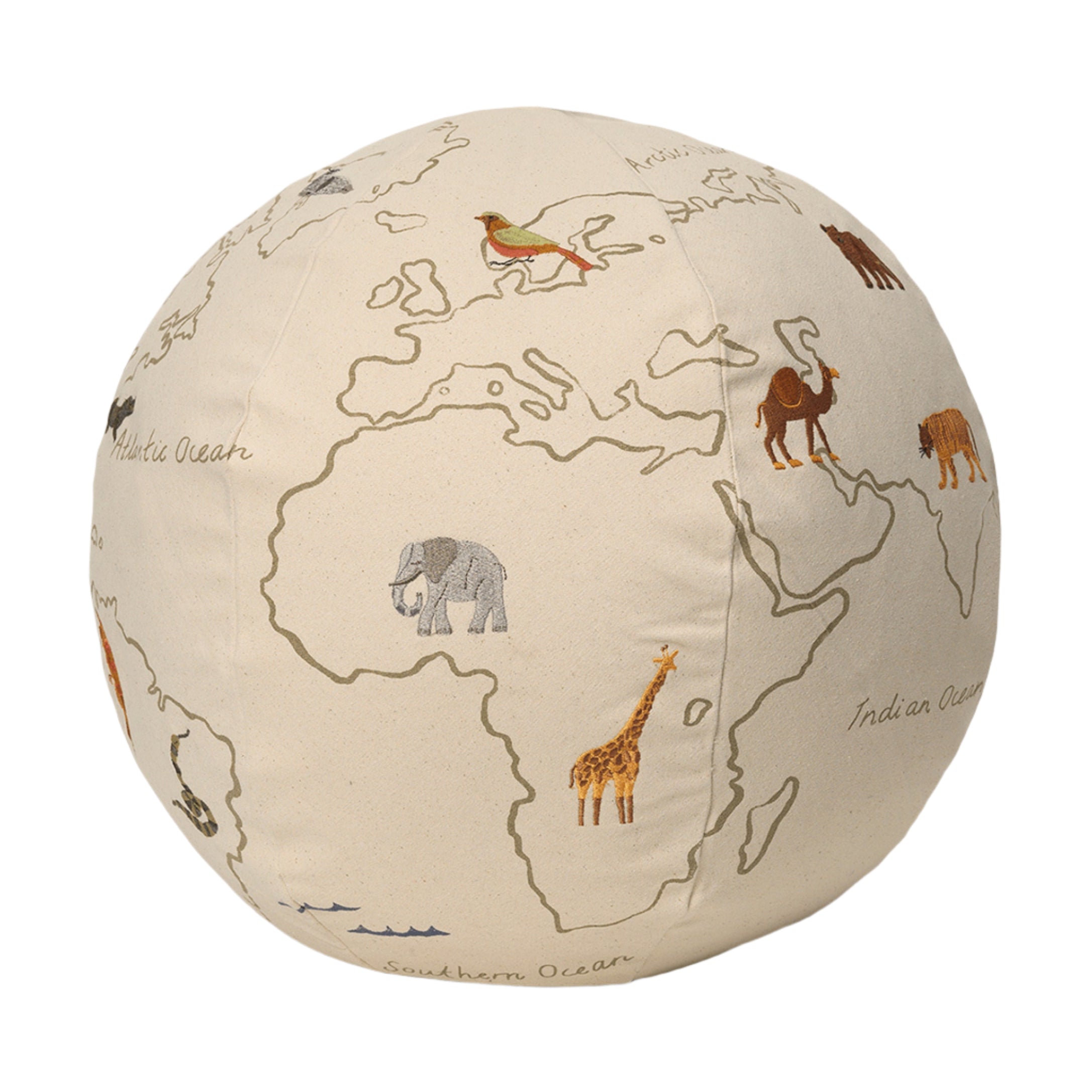 Puf DE WERELD gebroken wit