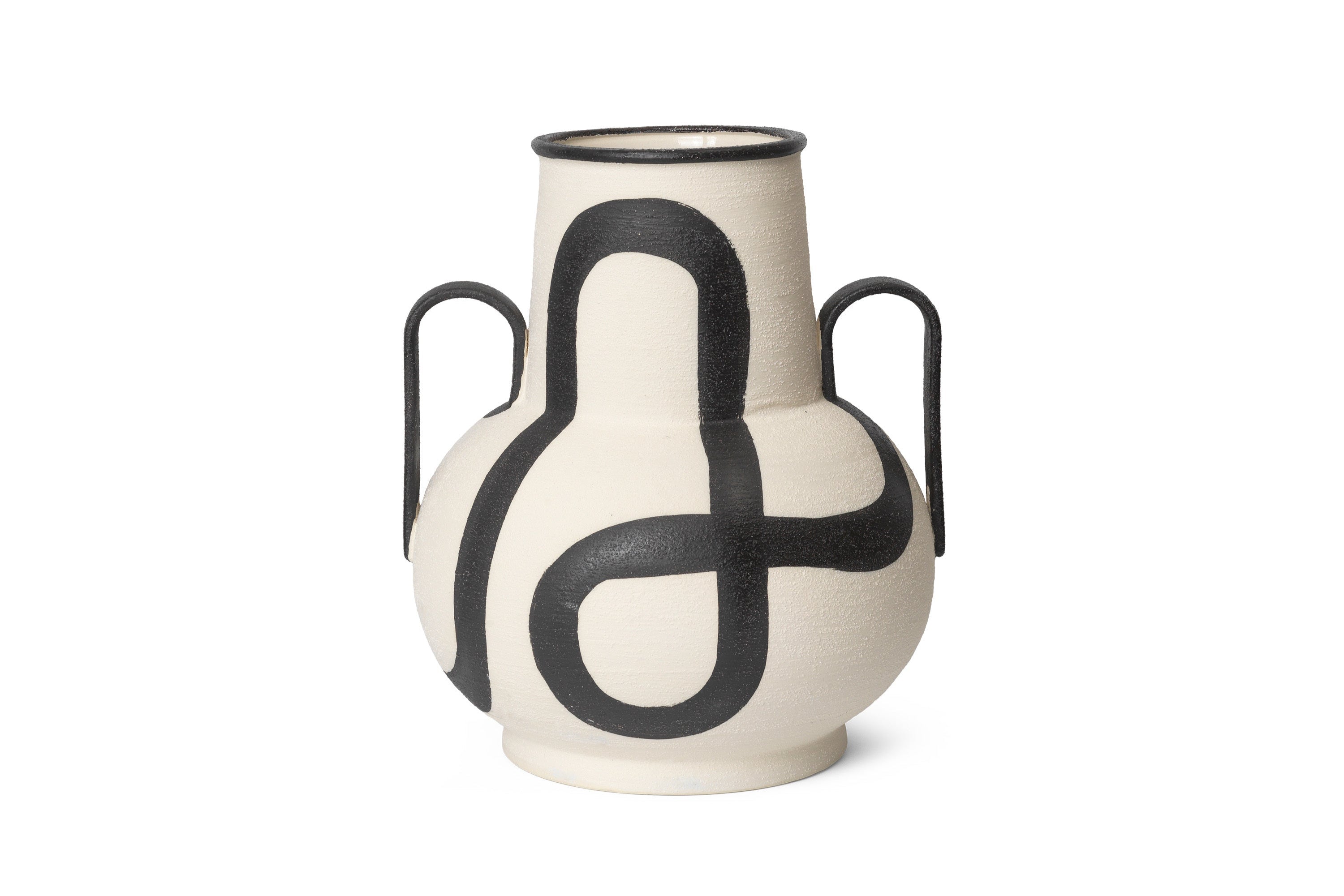 TRACE vase in broken white with a black pattern