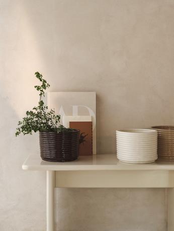 Corduroy bloempot beige